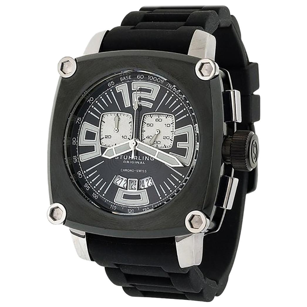 Stührling Black Milano Piazza Chrono 614.33161 Watch For Sale