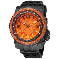Stührling Black Orange Prestige Marine World Timer 319177-51 Watch