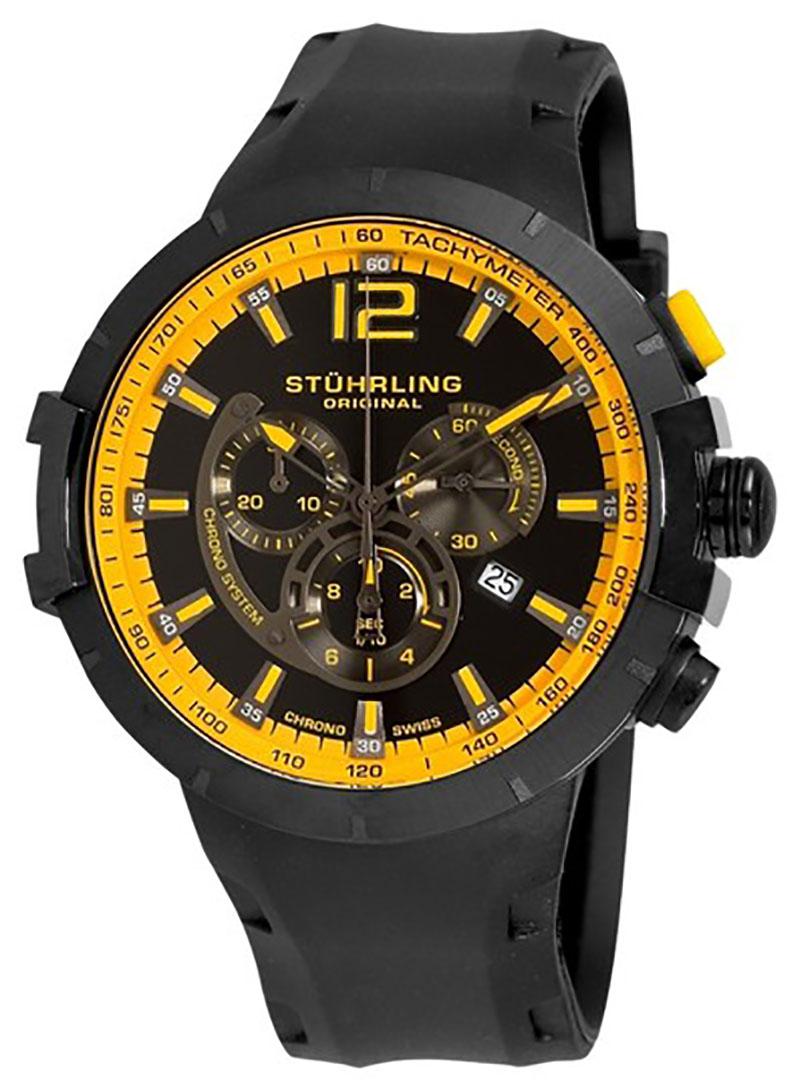 Stührling Black Yellow Phoenix Grand 224a.335665 Watch In New Condition For Sale In New York, NY