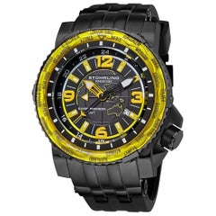 Stührling Black Yellow Prestige Marine World Timer 319177-48 Watch