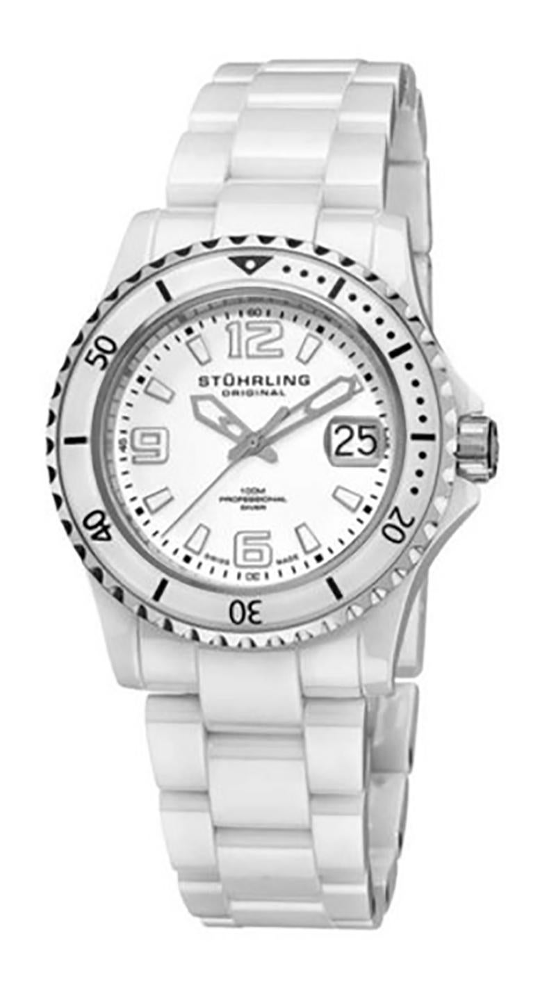 Stührling Men's 273.33ep3 Leisure Ceramic Chevalier Swiss Qua Watch In New Condition For Sale In New York, NY