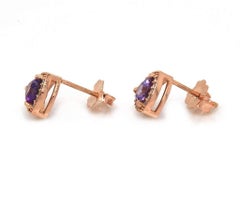 Stuller 0.85ctw Amethyst and Diamond Stud Earrings in 14K Rose Gold
