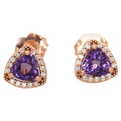 Stuller 0.85ctw Amethyst and Diamond Stud Earrings in 14K Rose Gold