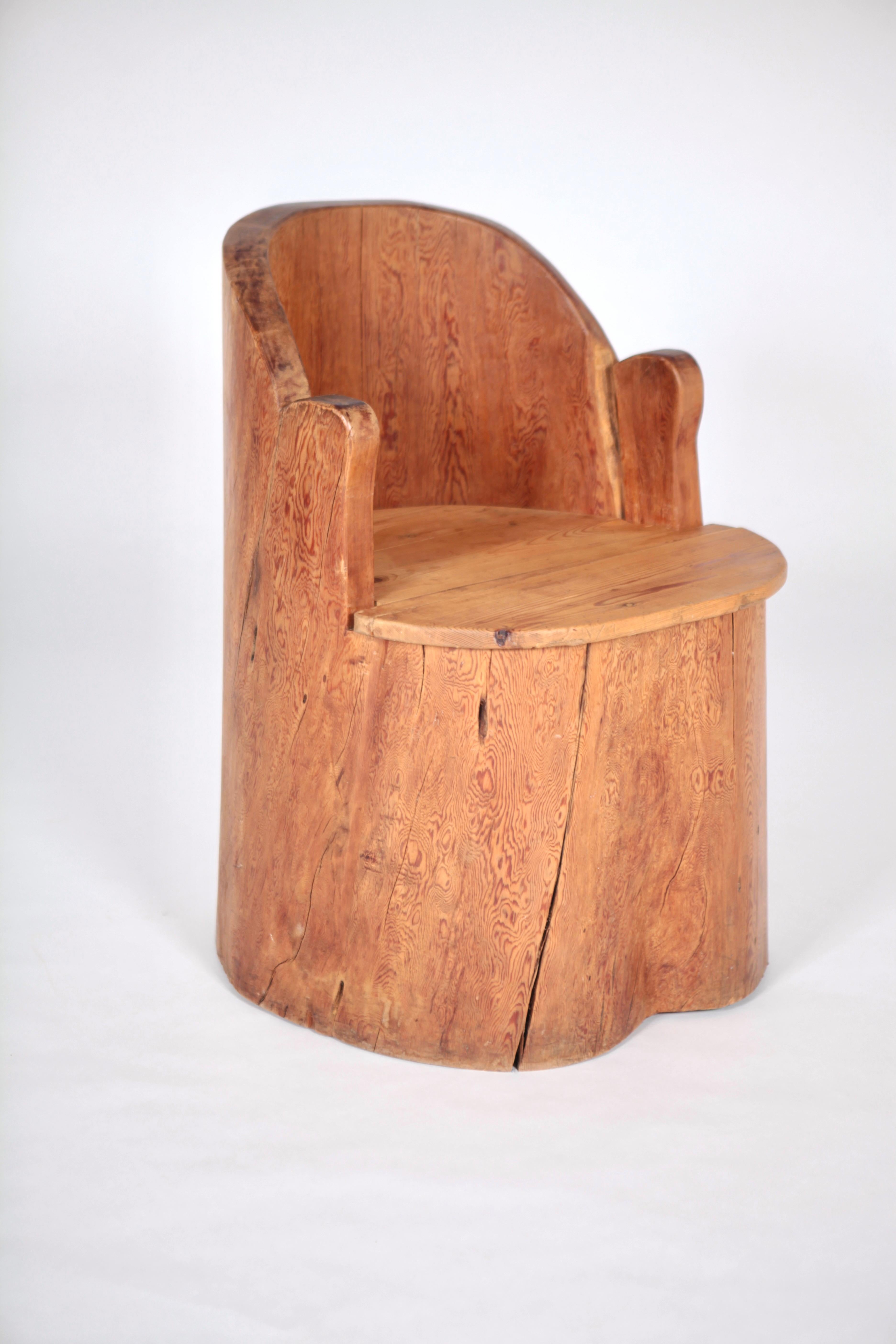 Stump Chair in Pine, Mora, Sweden 1930s. For Sale 1