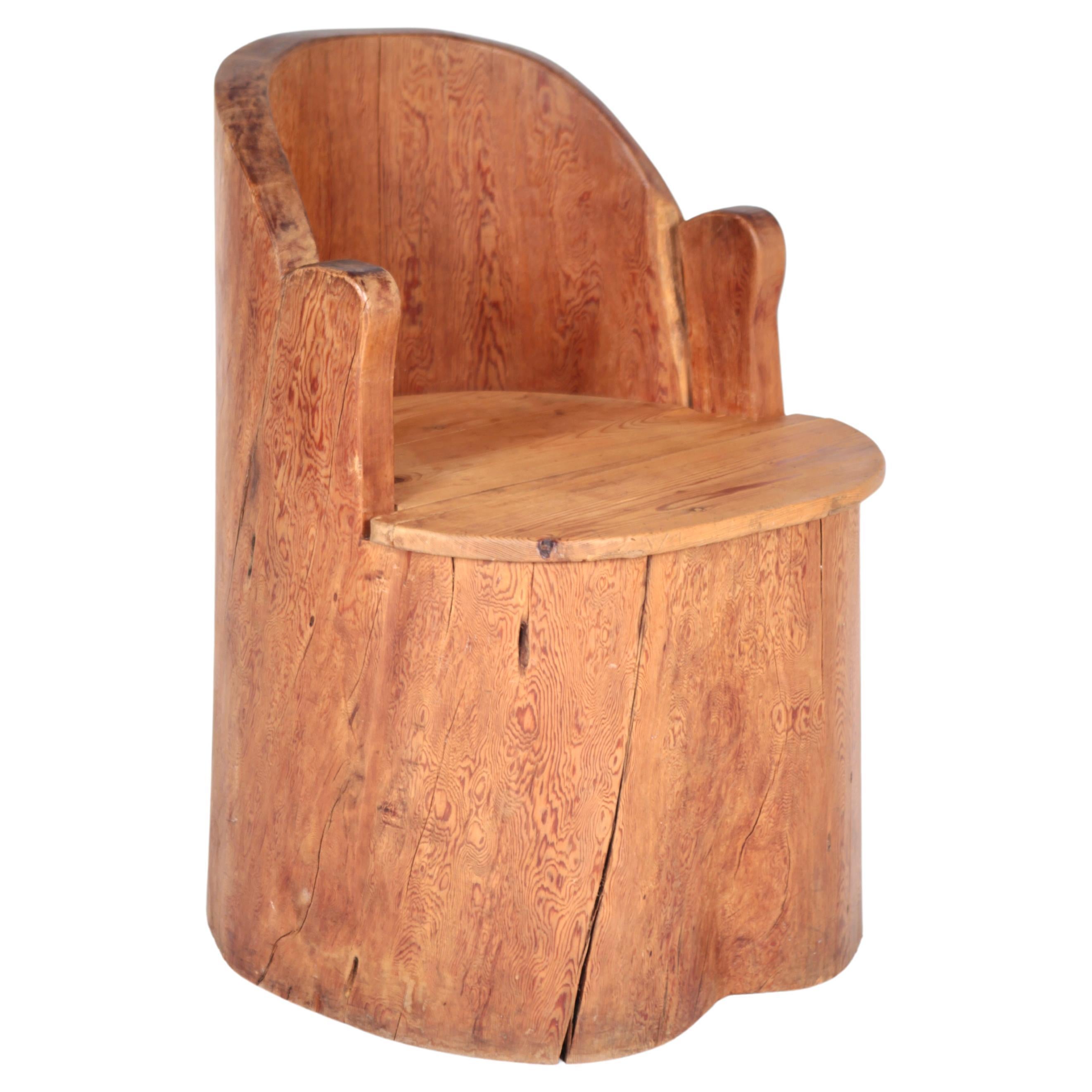 Stump Chair in Pine, Mora, Sweden 1930s. For Sale