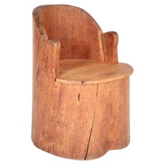 Vintage Stump Chair in Pine, Mora, Sweden 1930s.