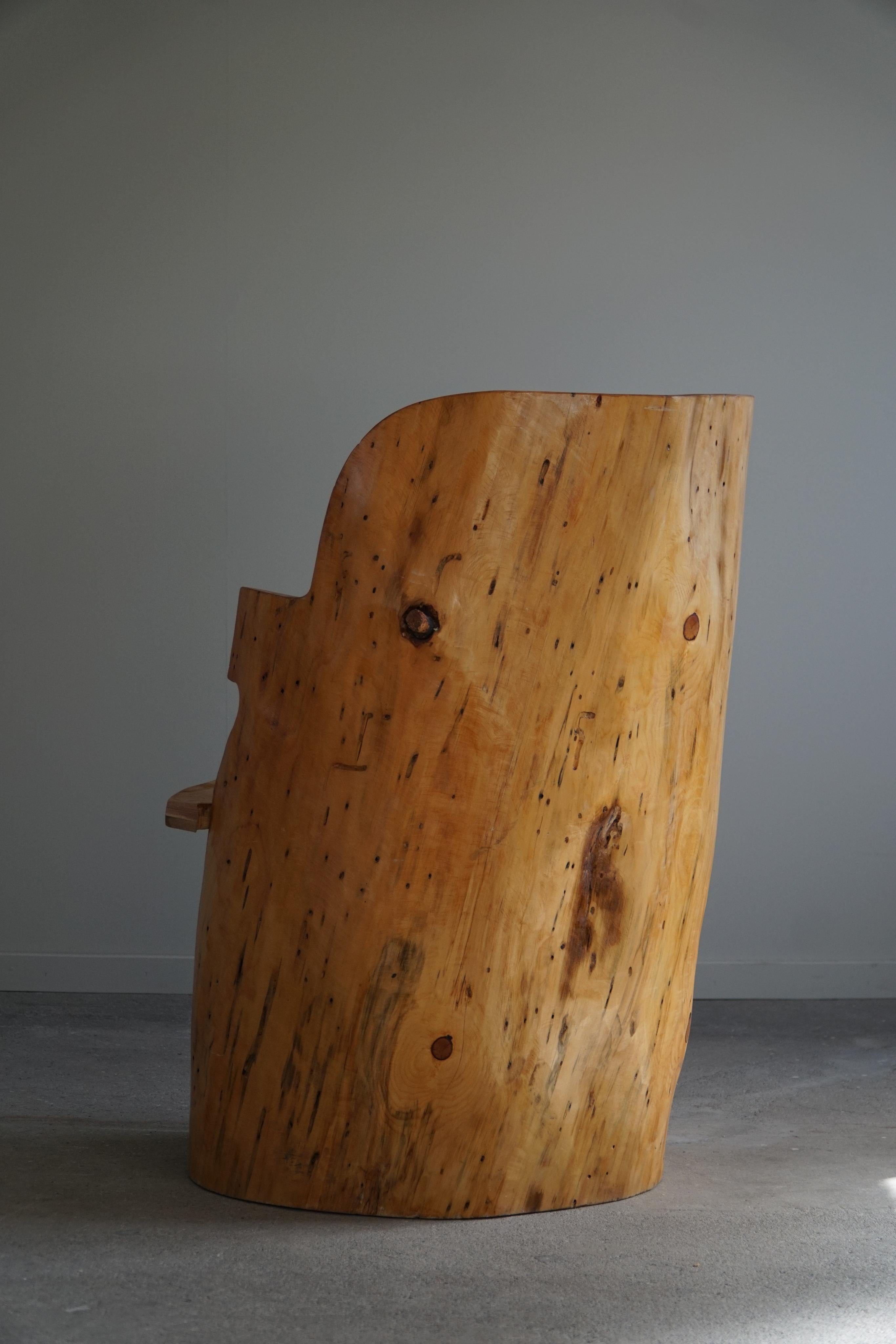 Stump Chair in Solid Birch by a Swedish Cabinetmaker, Wabi Sabi, 1950s For Sale 4