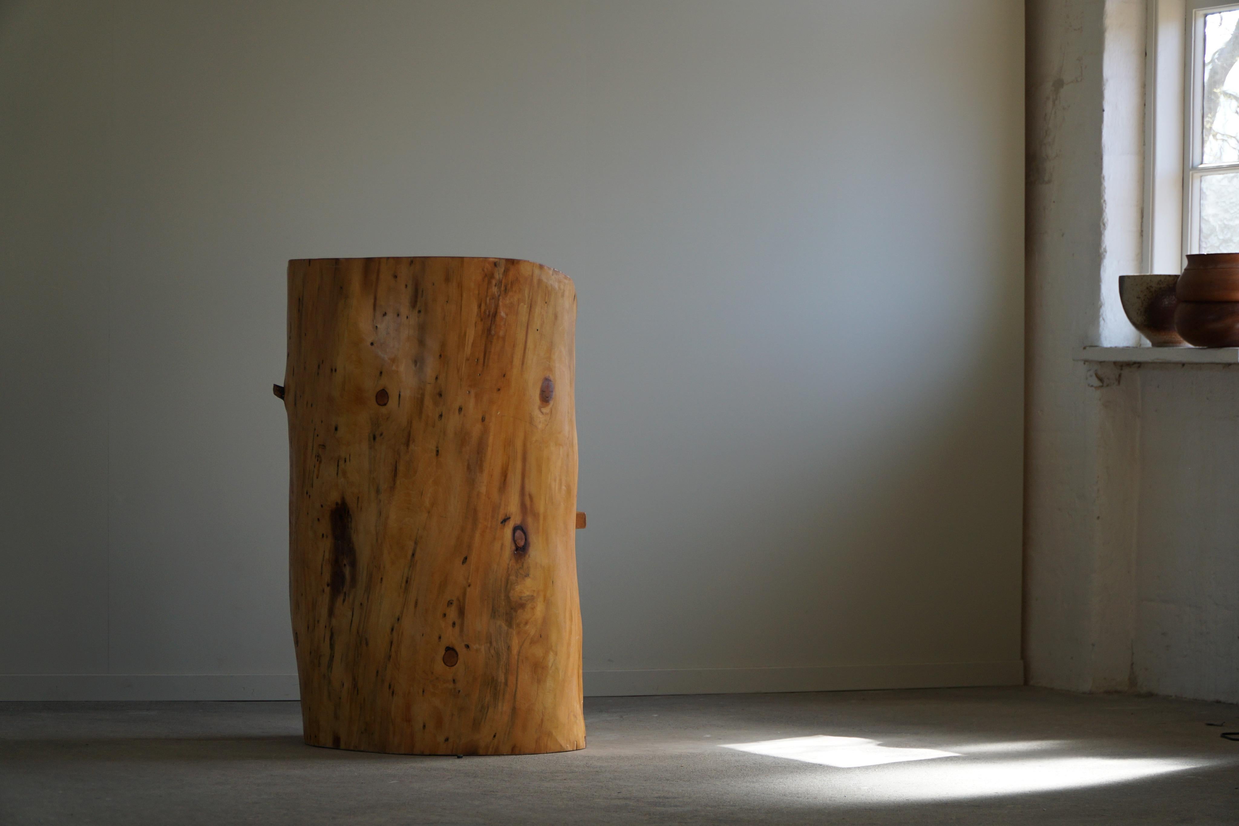 Stump Chair in Solid Birch by a Swedish Cabinetmaker, Wabi Sabi, 1950s For Sale 5