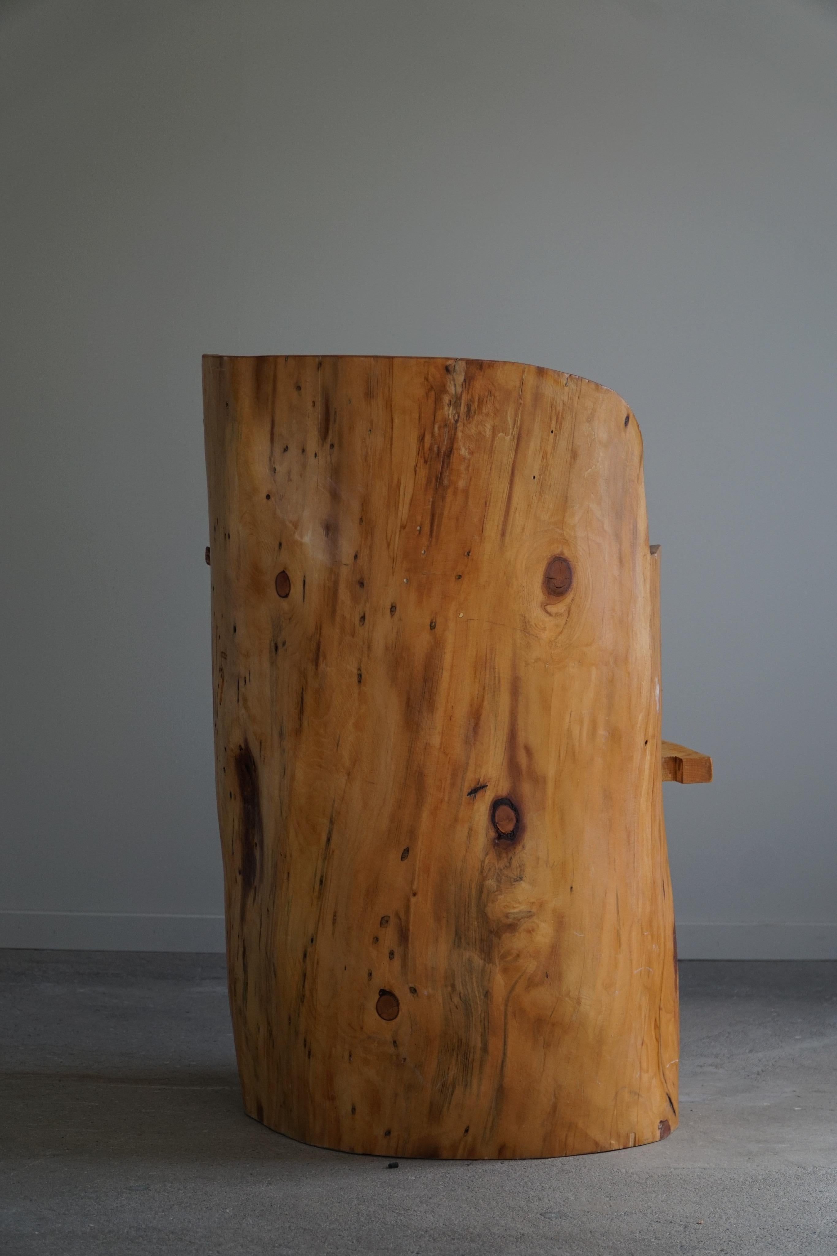 Stump Chair in Solid Birch by a Swedish Cabinetmaker, Wabi Sabi, 1950s For Sale 7