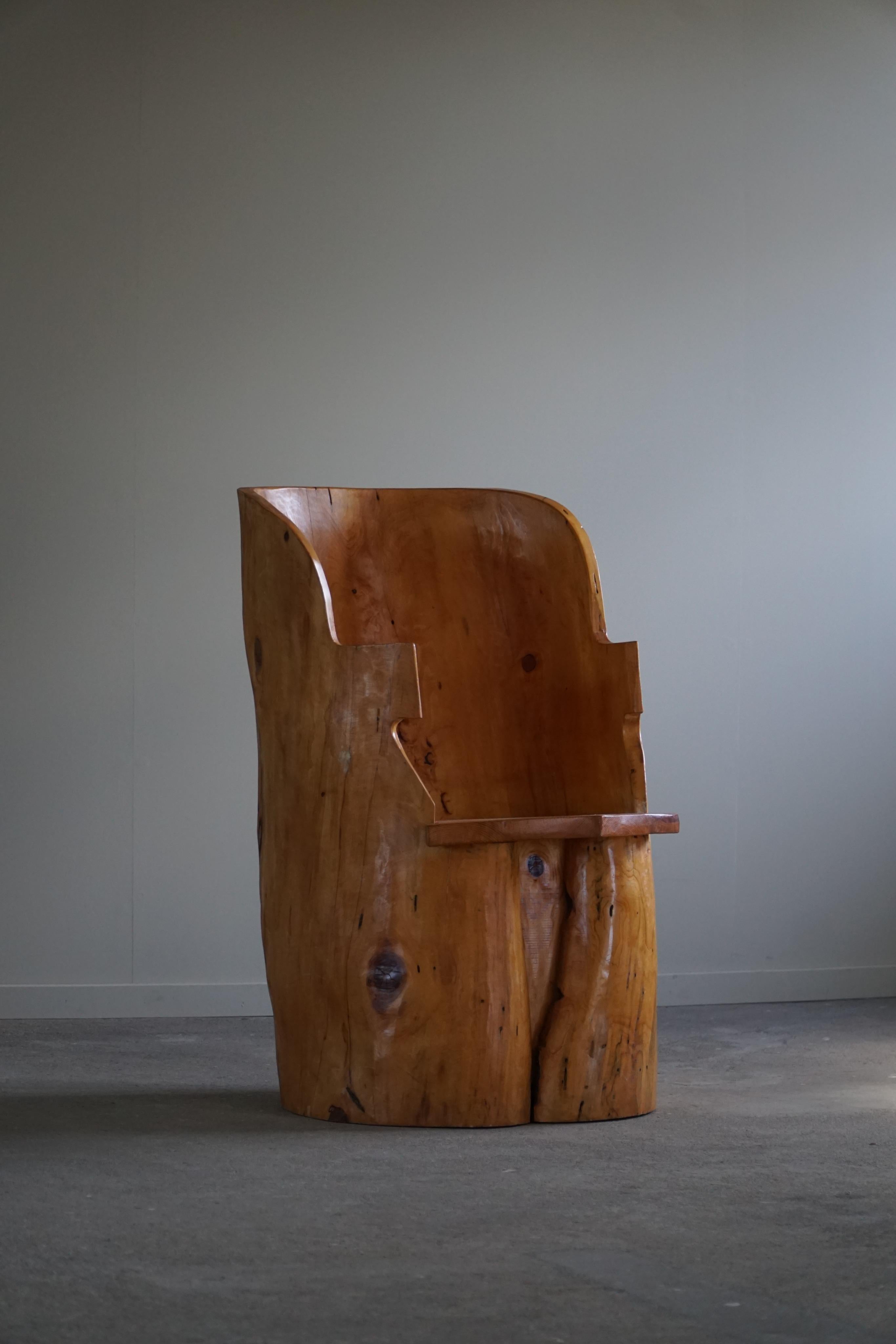 Stump Chair in Solid Birch by a Swedish Cabinetmaker, Wabi Sabi, 1950s For Sale 11