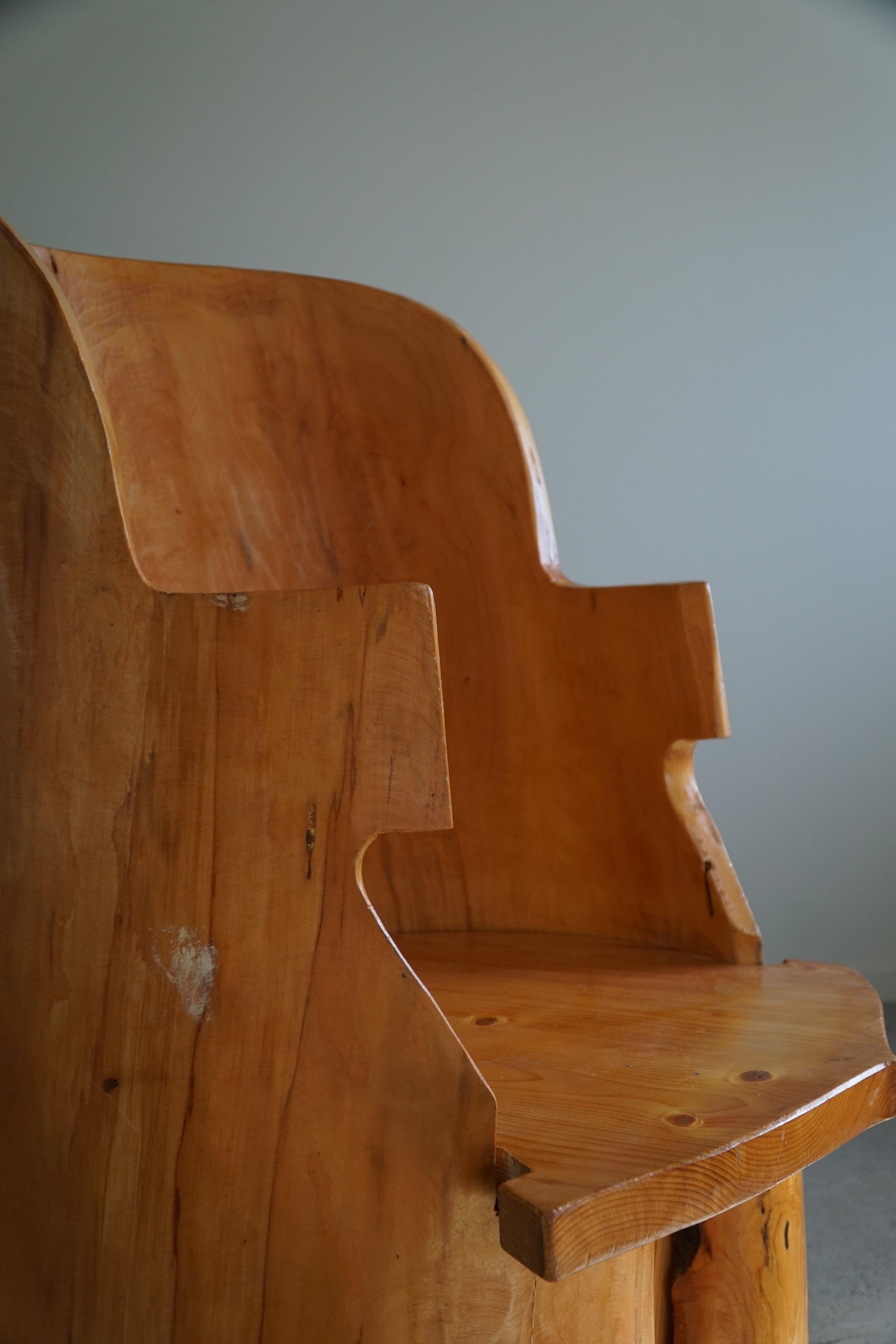 Hand-Carved Stump Chair in Solid Birch by a Swedish Cabinetmaker, Wabi Sabi, 1950s For Sale