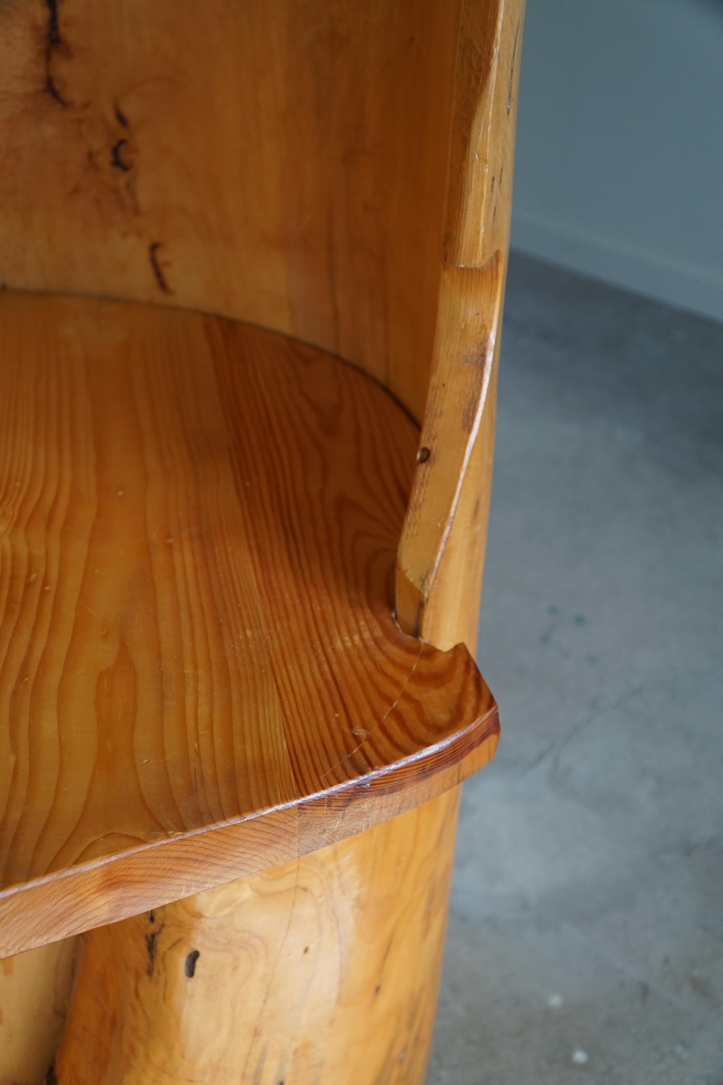 Stump Chair in Solid Birch by a Swedish Cabinetmaker, Wabi Sabi, 1950s In Good Condition For Sale In Odense, DK