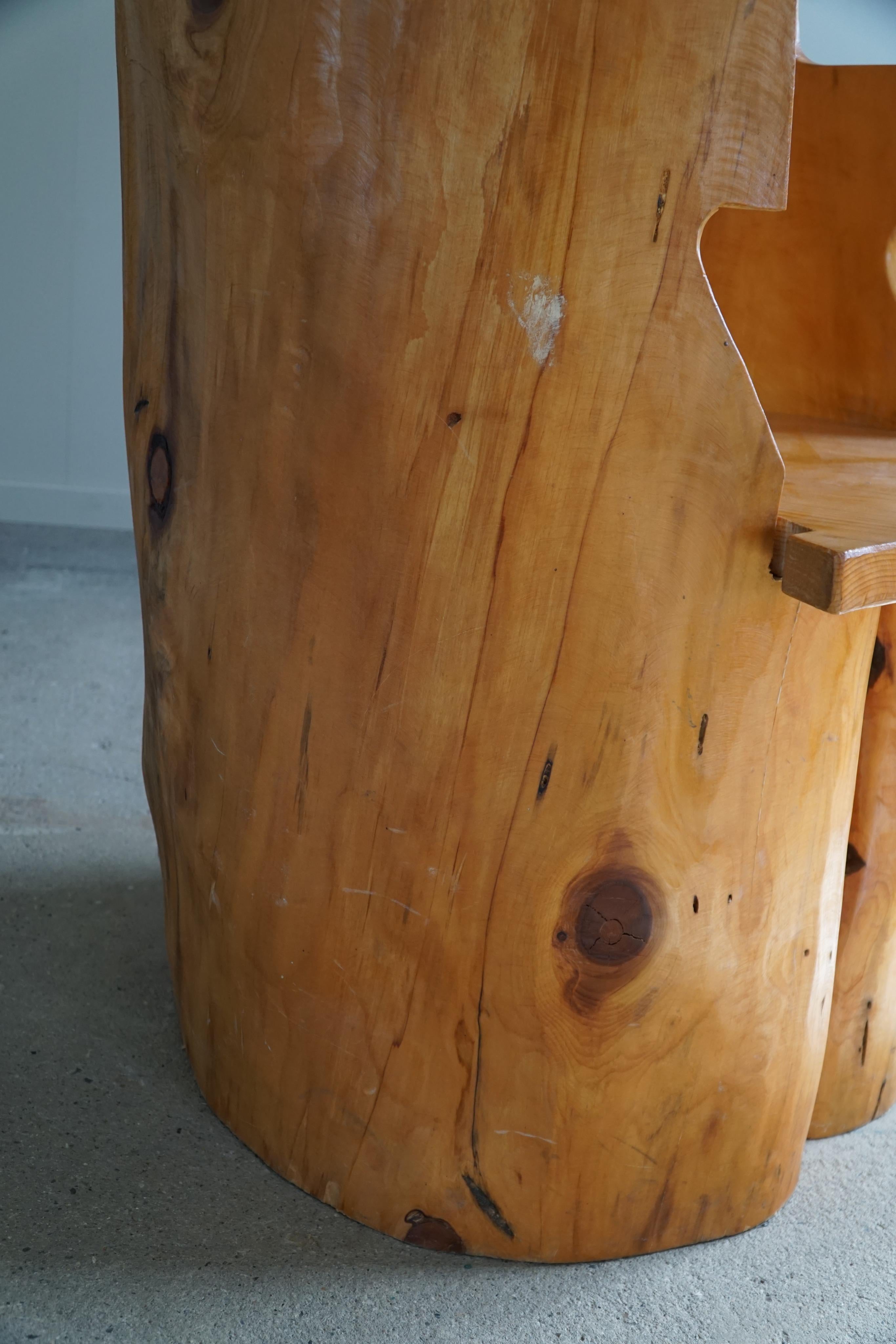 20th Century Stump Chair in Solid Birch by a Swedish Cabinetmaker, Wabi Sabi, 1950s For Sale