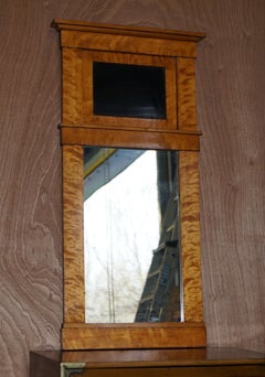 Antiker neoklassischer Biedermeier-Ahorn-Wandspiegel mit Fuchs, um 1880