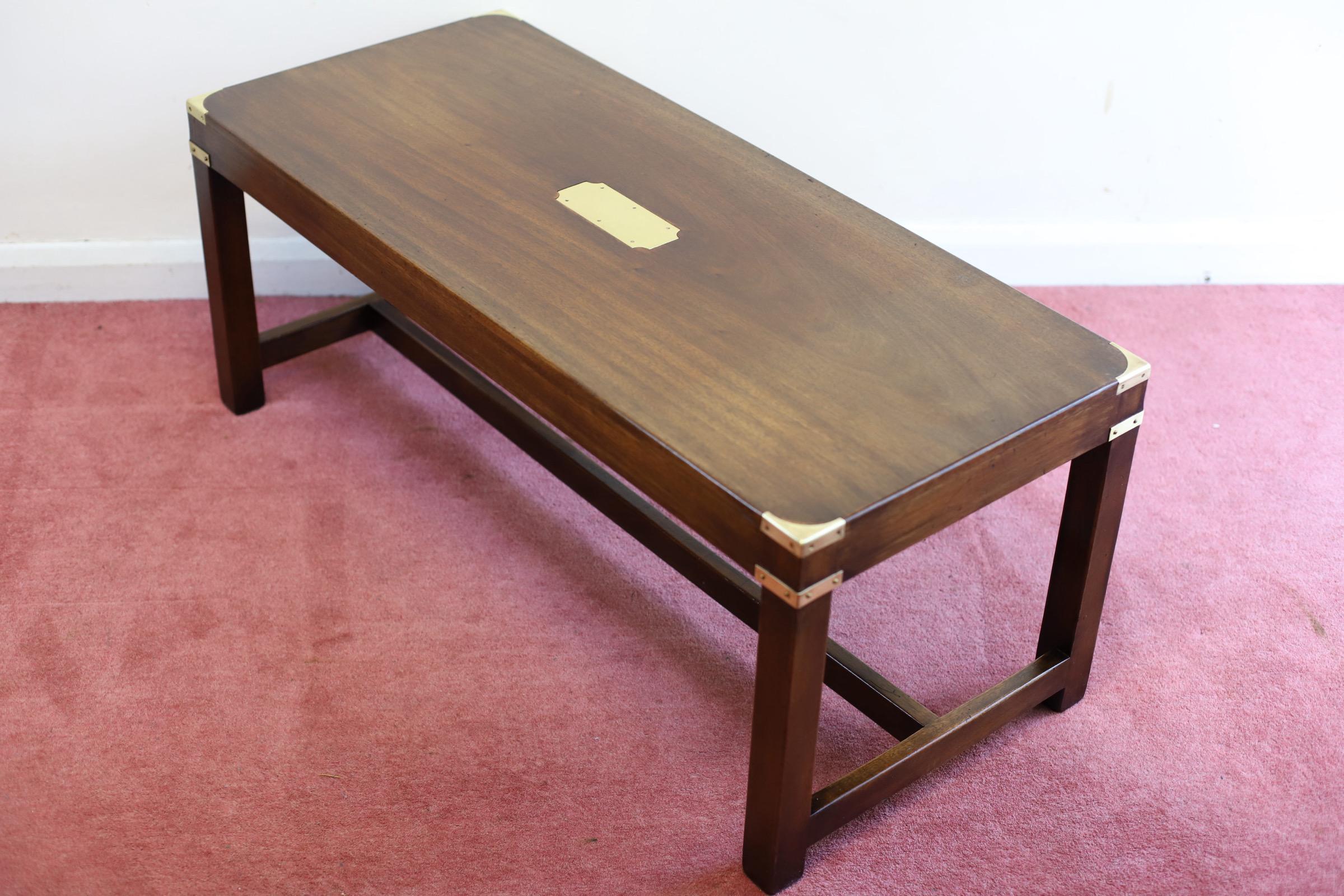 Hand-Crafted Stuning Harrods Military Campaign Oak&Brass Coffee Table For Sale