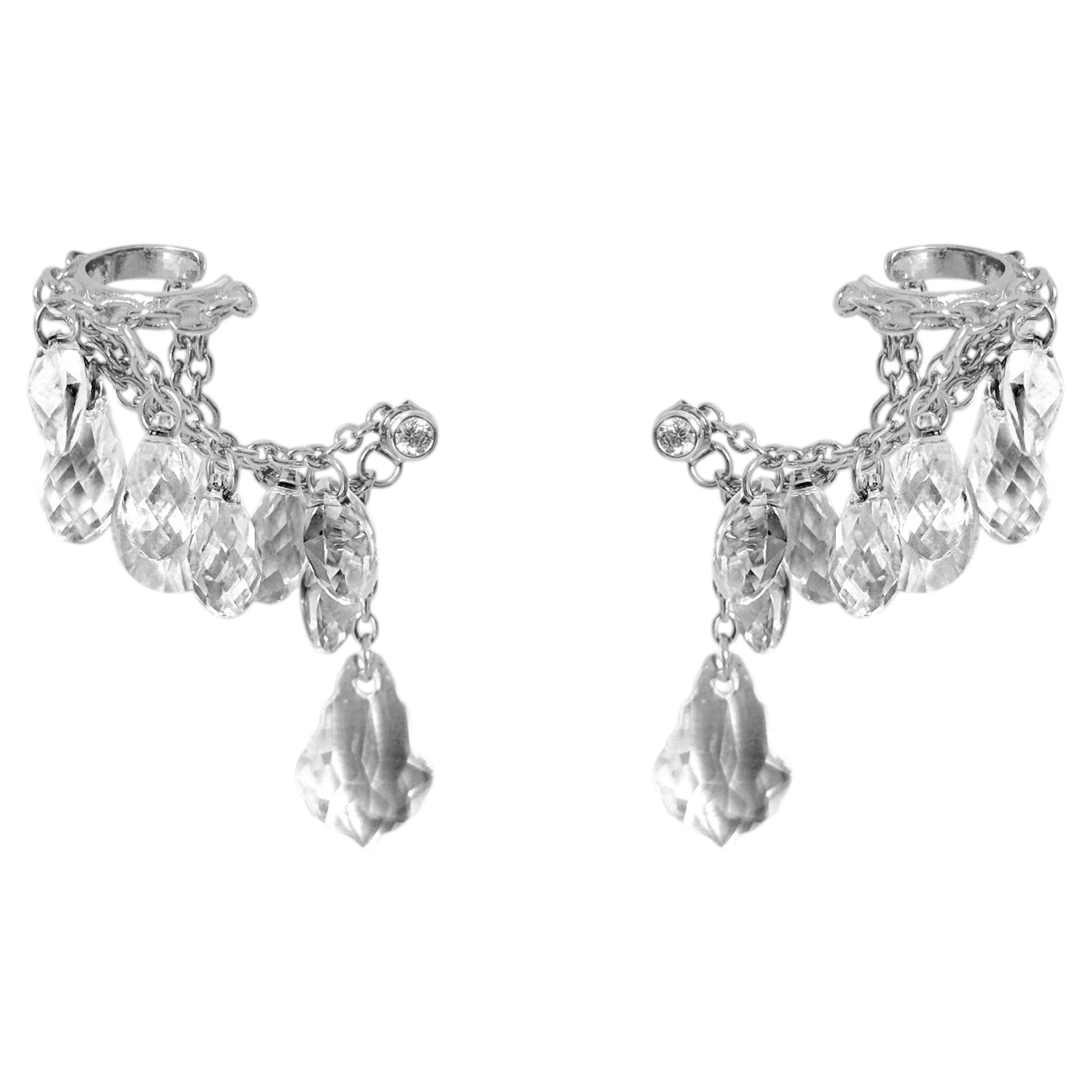 Stunn Ear Set in 925 Sterling Silver, Zirconia Studs & Glass Crystals by O Sh