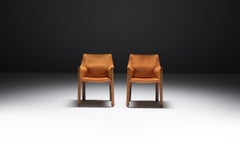 Stunning Cab 413 chairs in natural leather by Mario Bellini for CASSINA Italy