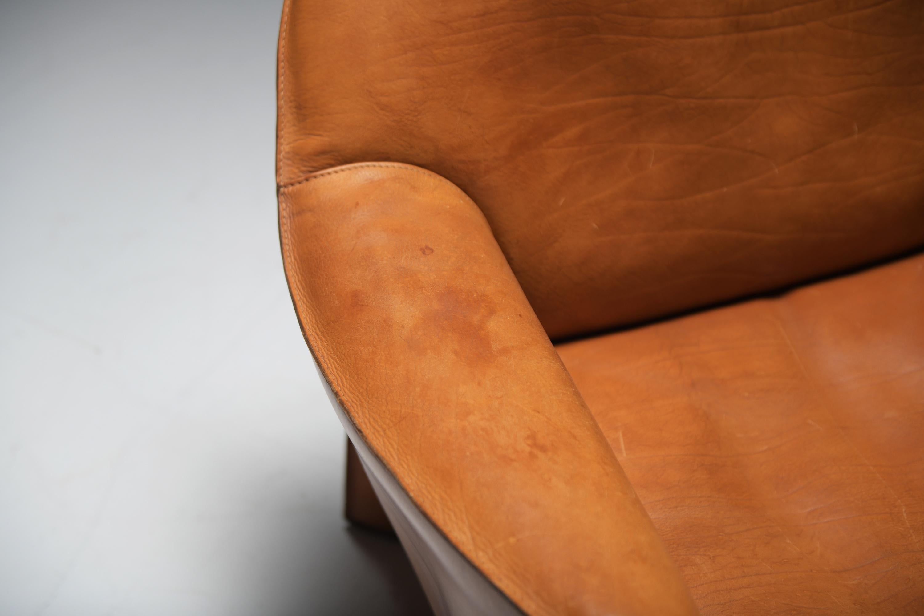 Splendida sedia Cab 415 in pelle naturale cognac - Mario Bellini - Cassina Italy in vendita 3