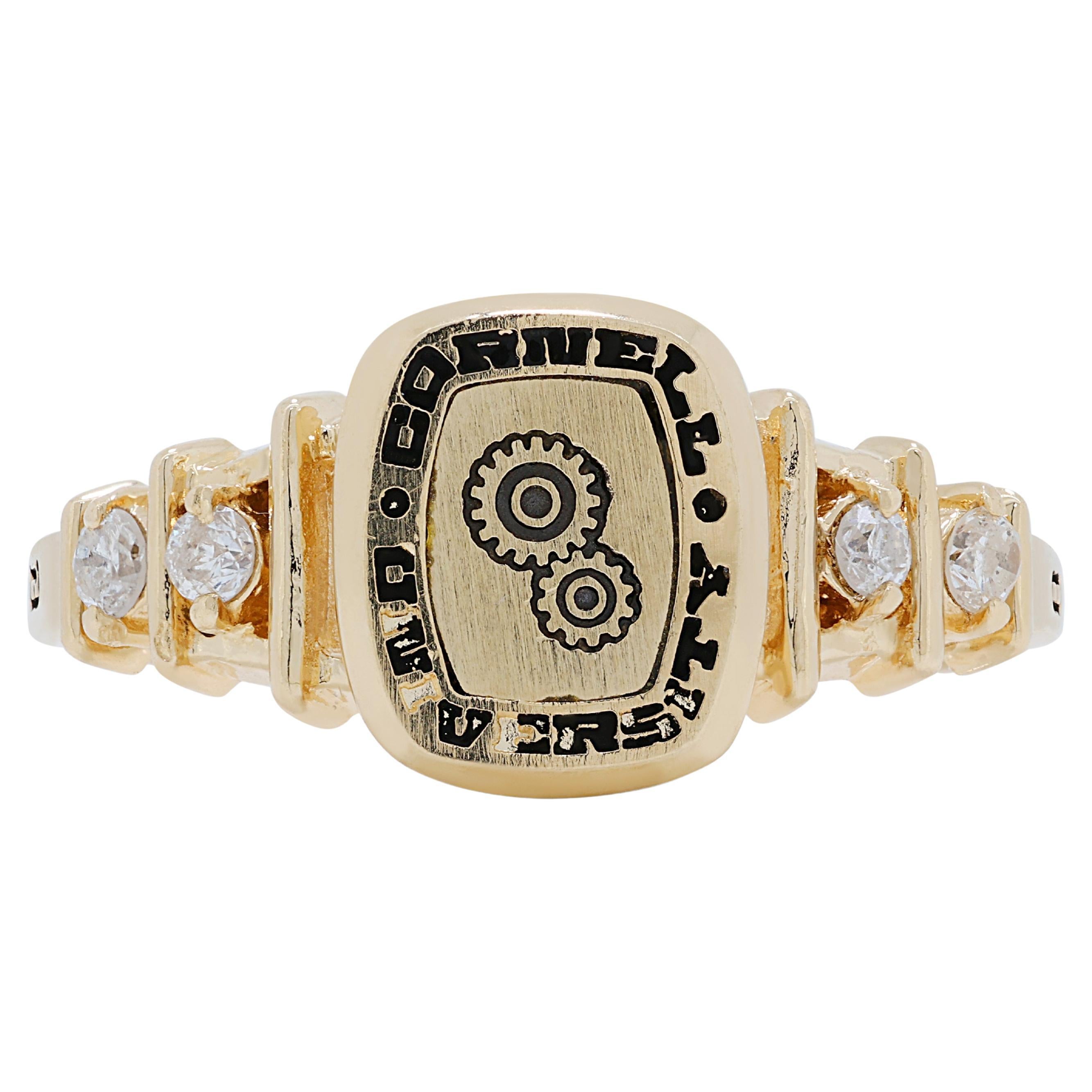 Stunning 0.08ct Diamond Pave Ring in 14K Yellow Gold