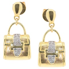 Stunning 0.11 carat Natural Diamond Drop Earrings in 18k Yellow Gold