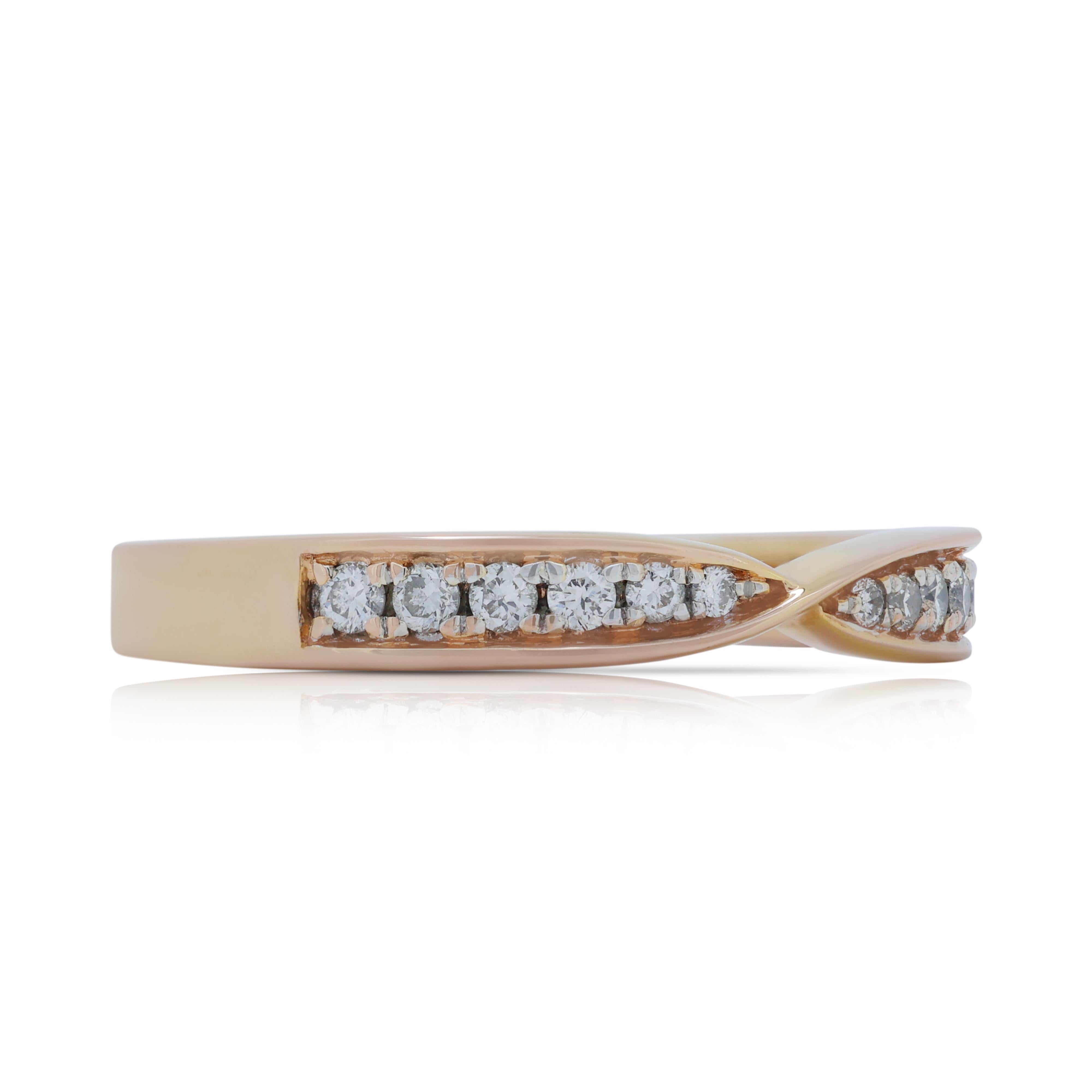 Round Cut Stunning 0.11ct Diamonds Pave Ring in 18K Rose Gold For Sale