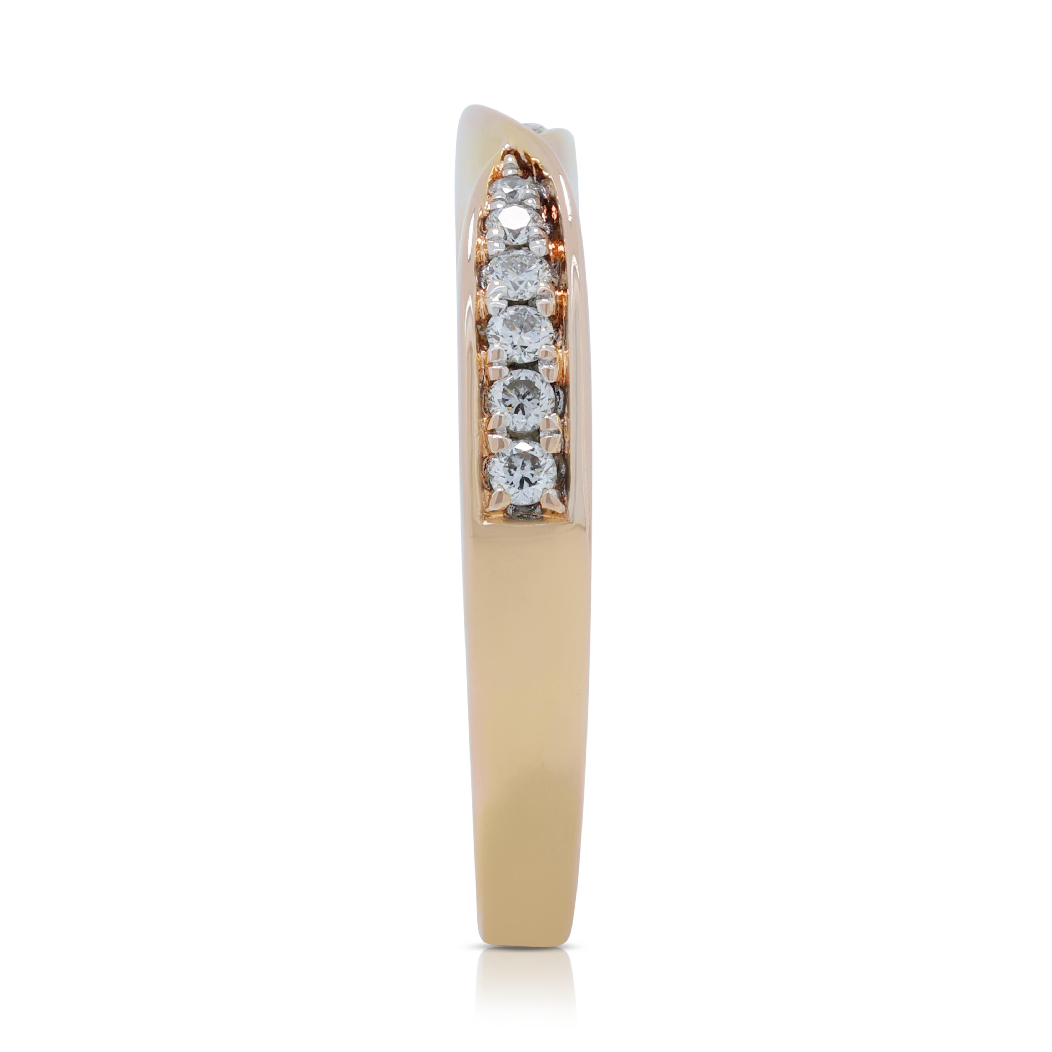 Stunning 0.11ct Diamonds Pave Ring in 18K Rose Gold For Sale 1