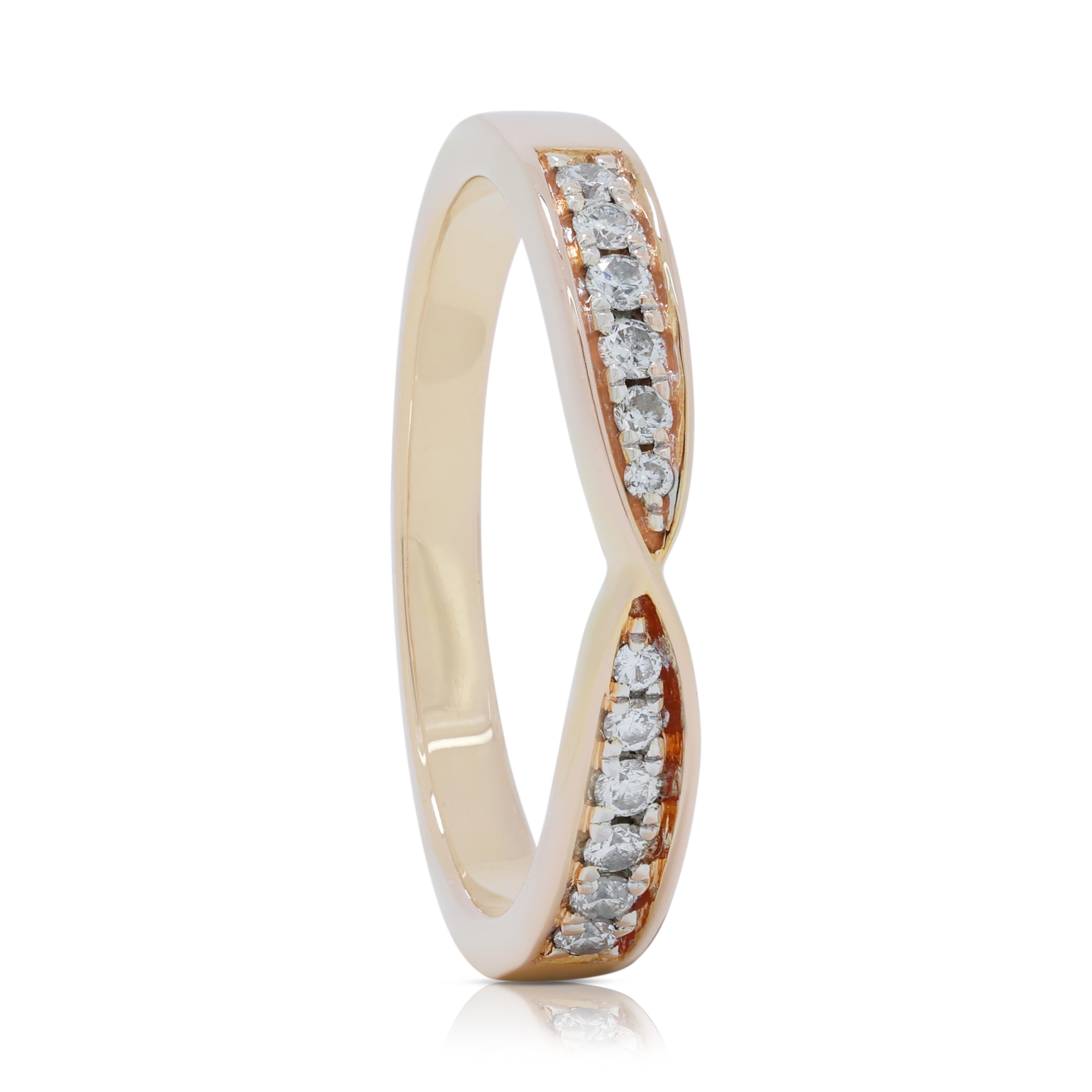 Stunning 0.11ct Diamonds Pave Ring in 18K Rose Gold For Sale 2