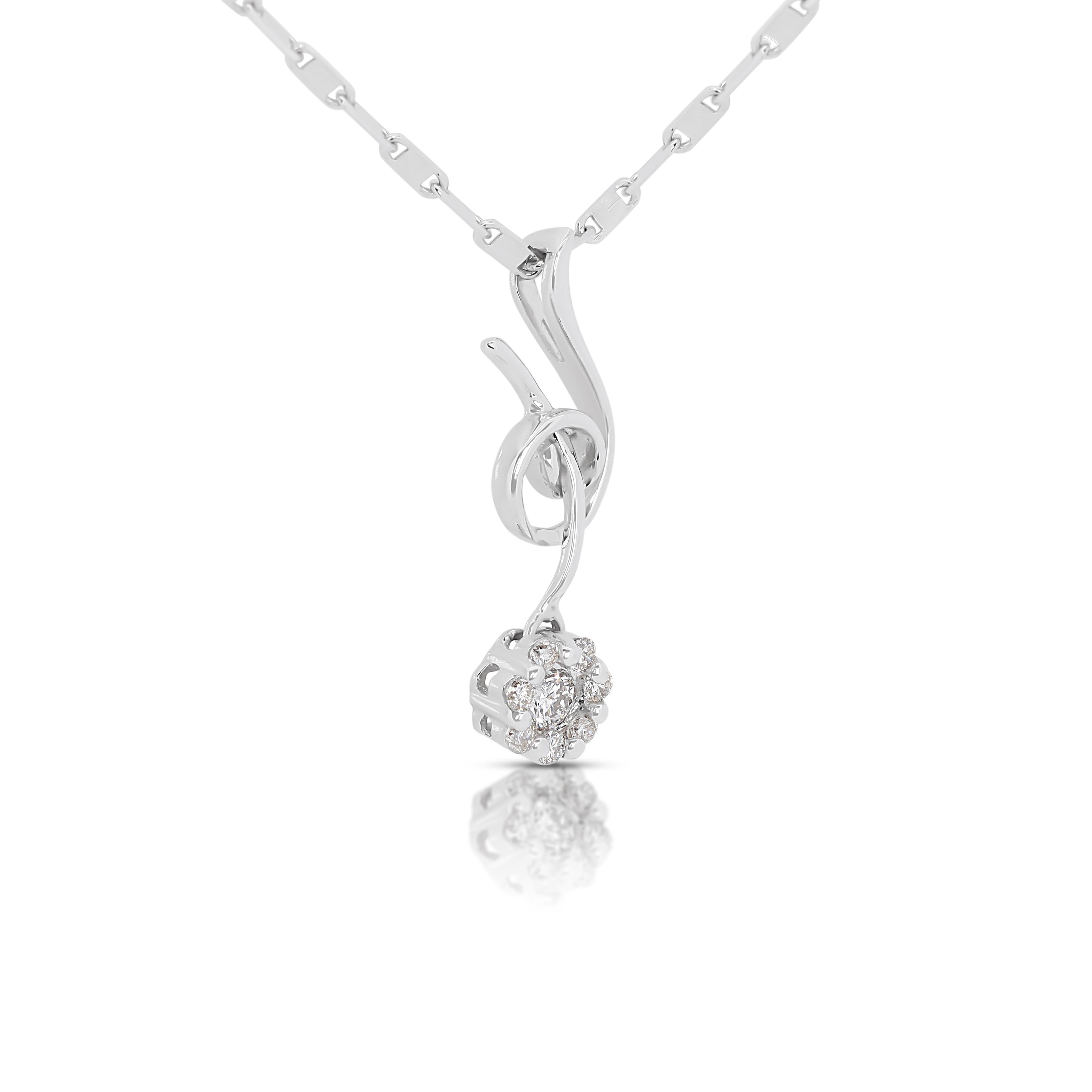 Stunning 0.16ct Diamonds Necklace in 18K White Gold - (Chain Included) In Excellent Condition For Sale In רמת גן, IL