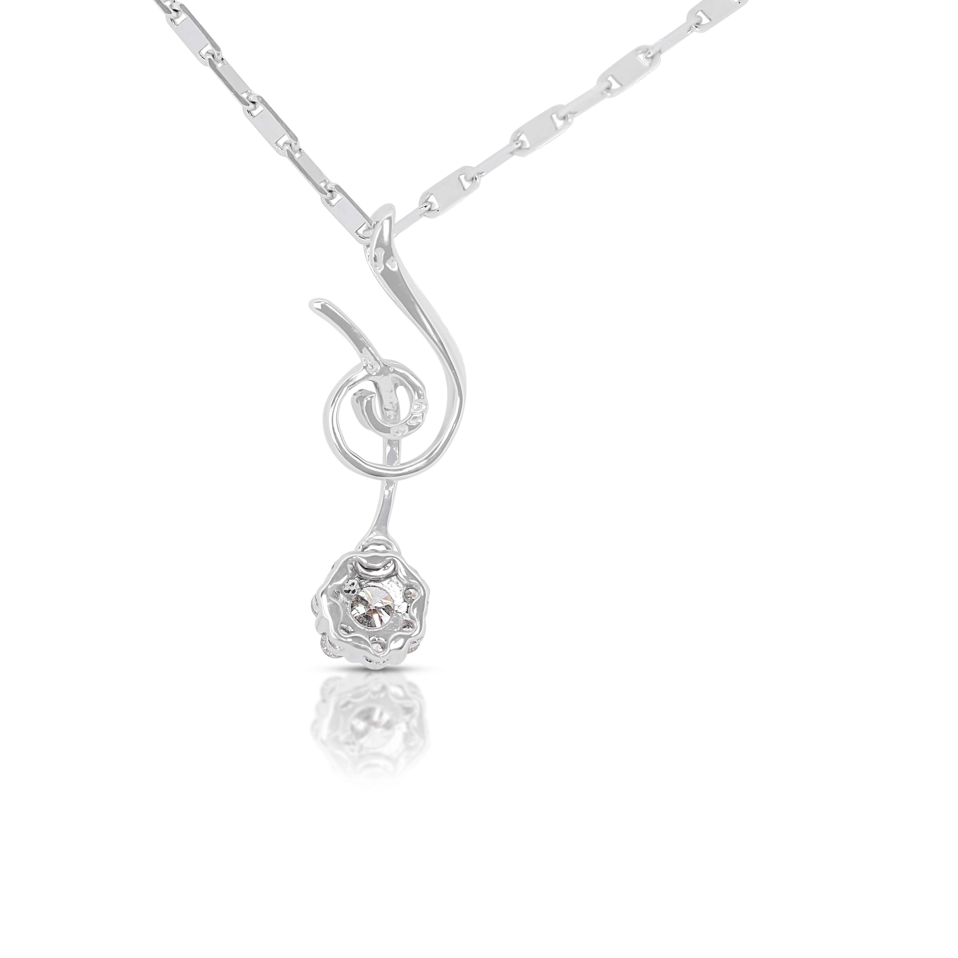 Stunning 0.16ct Diamonds Necklace in 18K White Gold - (Chain Included) For Sale 1