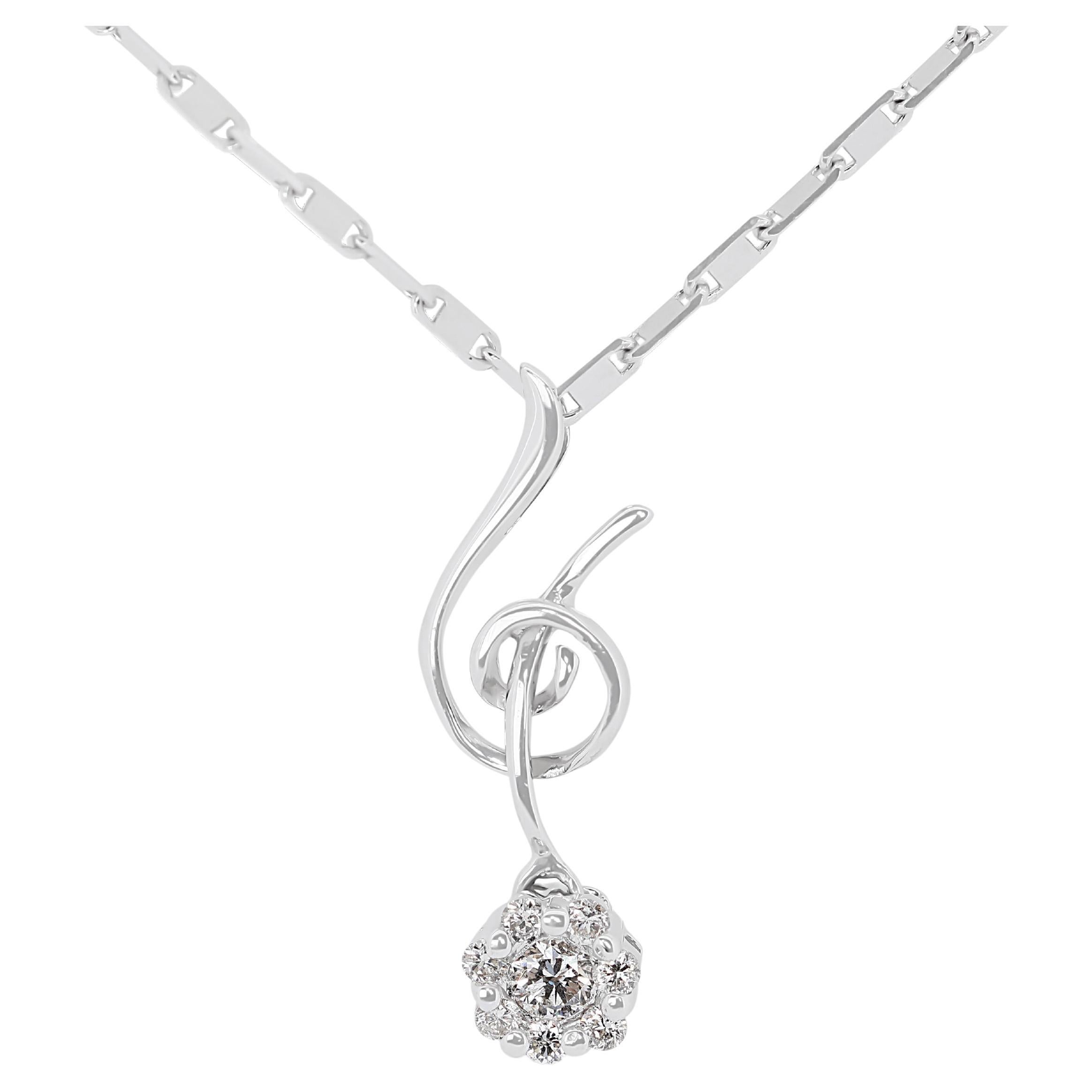 Stunning 0.16ct Diamonds Necklace in 18K White Gold - (Chain Included) For Sale