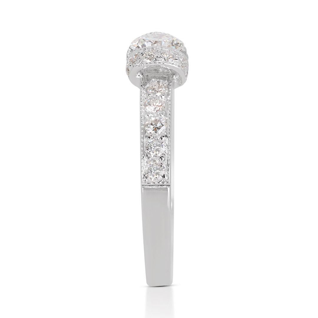Superbe bague en or blanc 18 carats sertie d'un diamant pavé 0,16 carat Pour femmes en vente