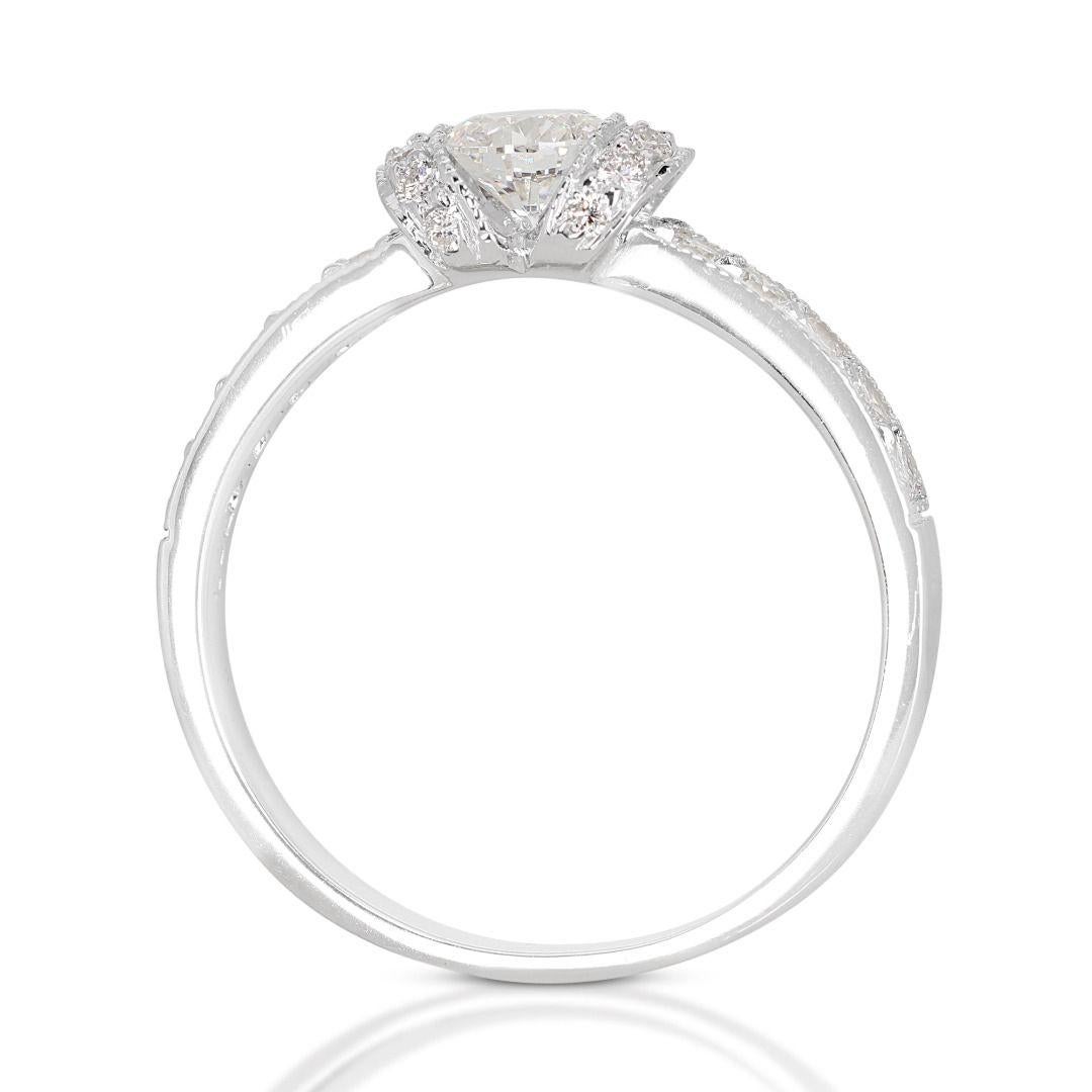 Superbe bague en or blanc 18 carats sertie d'un diamant pavé 0,16 carat en vente 1