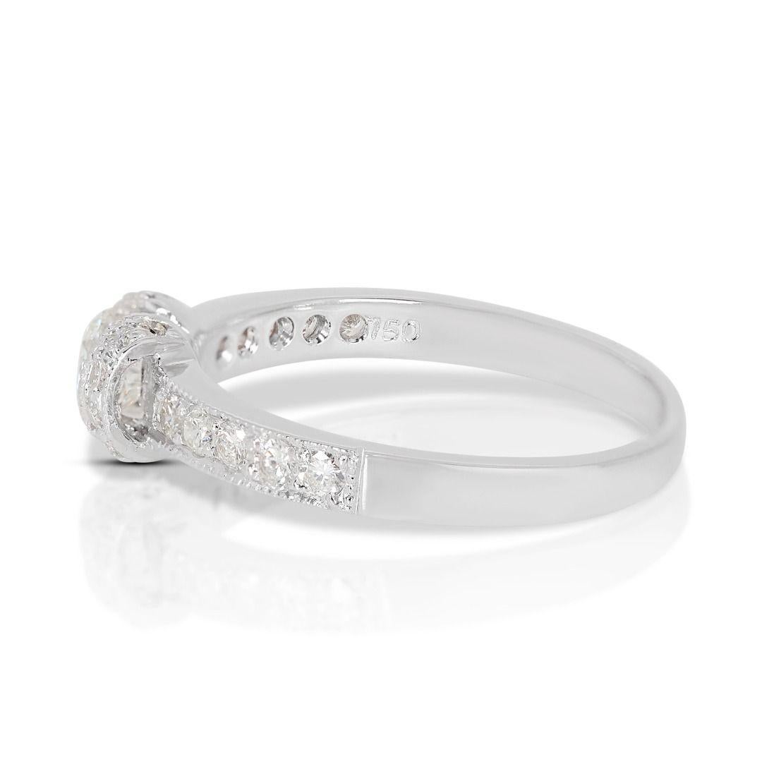 Superbe bague en or blanc 18 carats sertie d'un diamant pavé 0,16 carat en vente 2