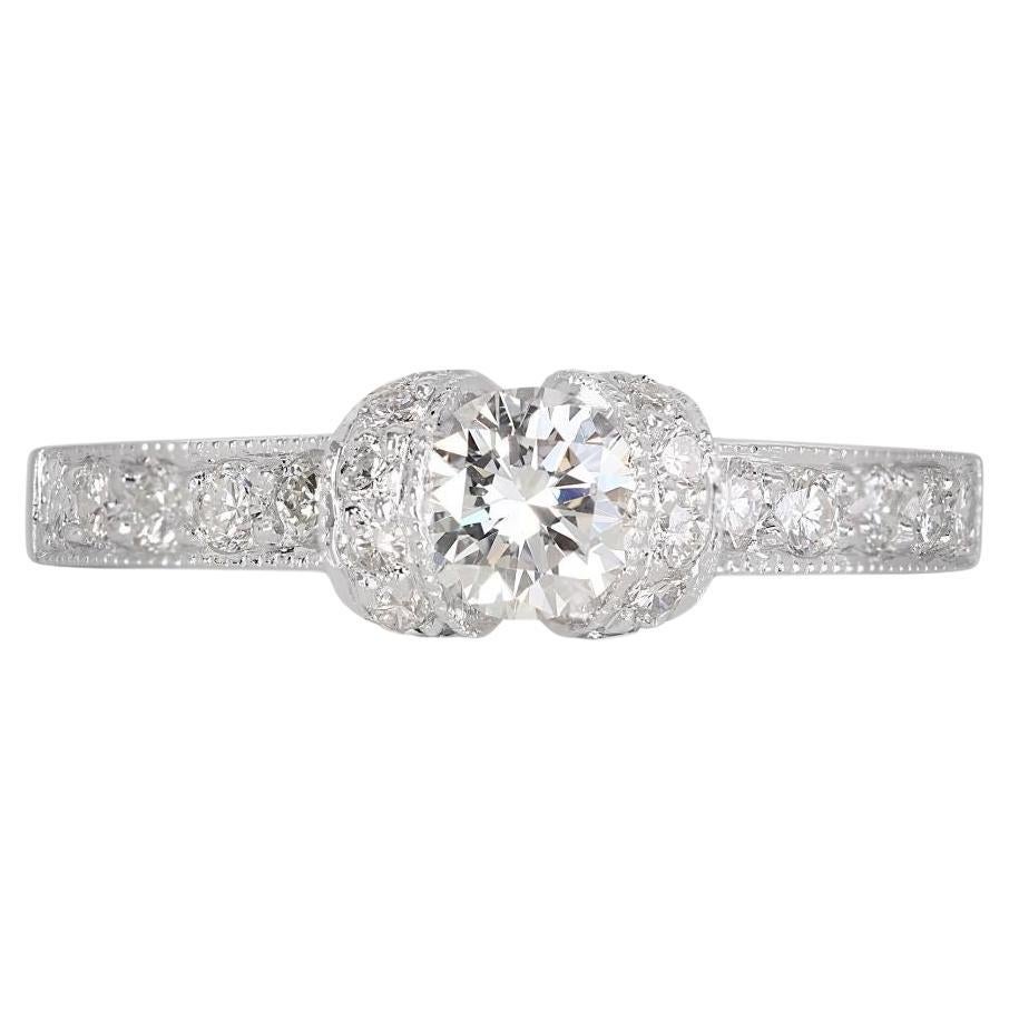 Impresionante Anillo de Diamantes Pave de 0,16 quilates engastado en Oro Blanco de 18 quilates