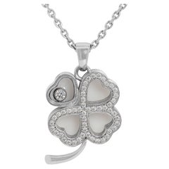 Stunning 0.23ct Diamonds Necklace with Clover Pendant in 18K White Gold