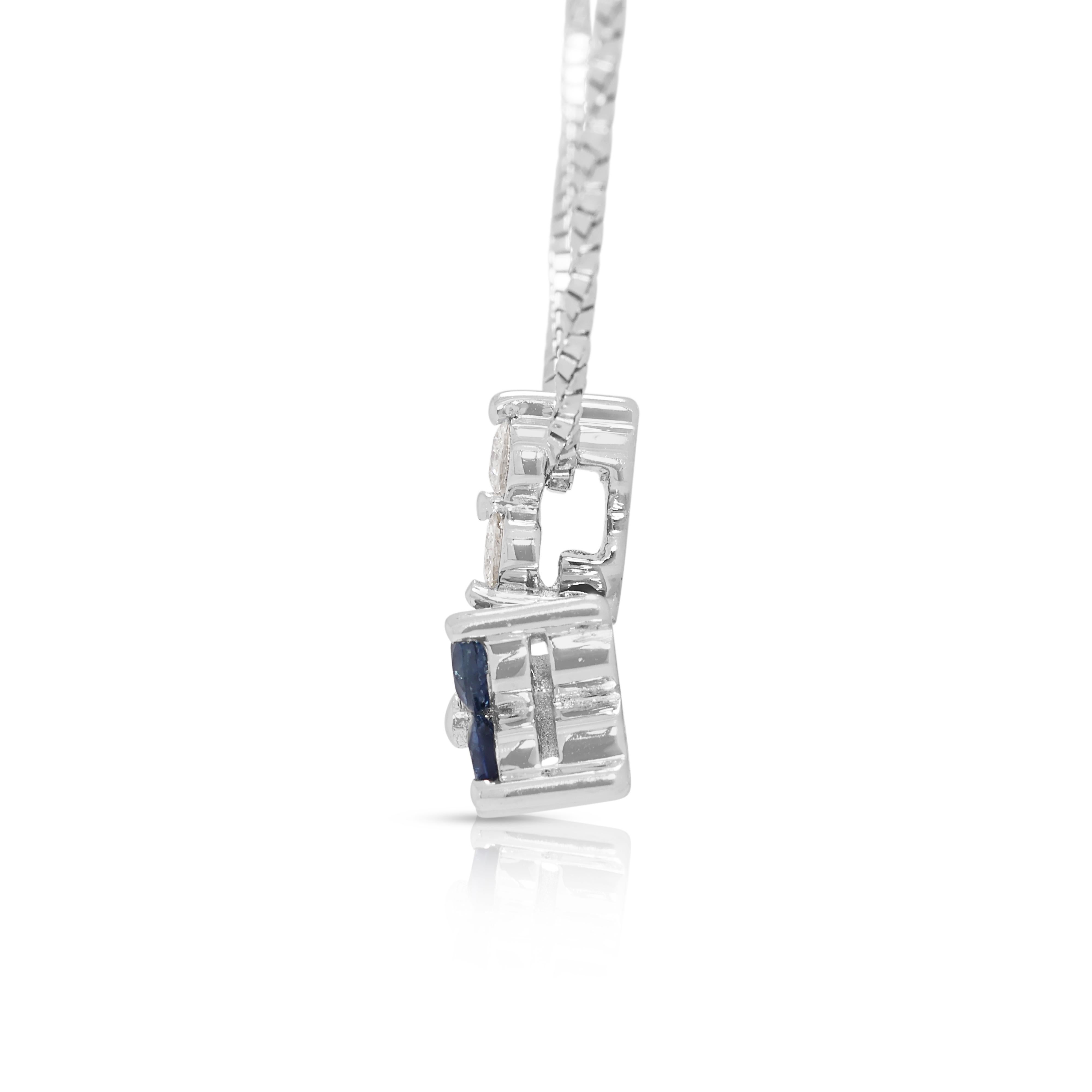 Atemberaubende Halskette aus 18 Karat Weißgold mit 0,26 Karat Saphir und natürlichem Diamant Damen im Angebot