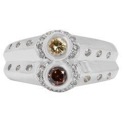 Stunning 0.28ct Champagne Round Brilliant Diamond Ring in 18K White Gold