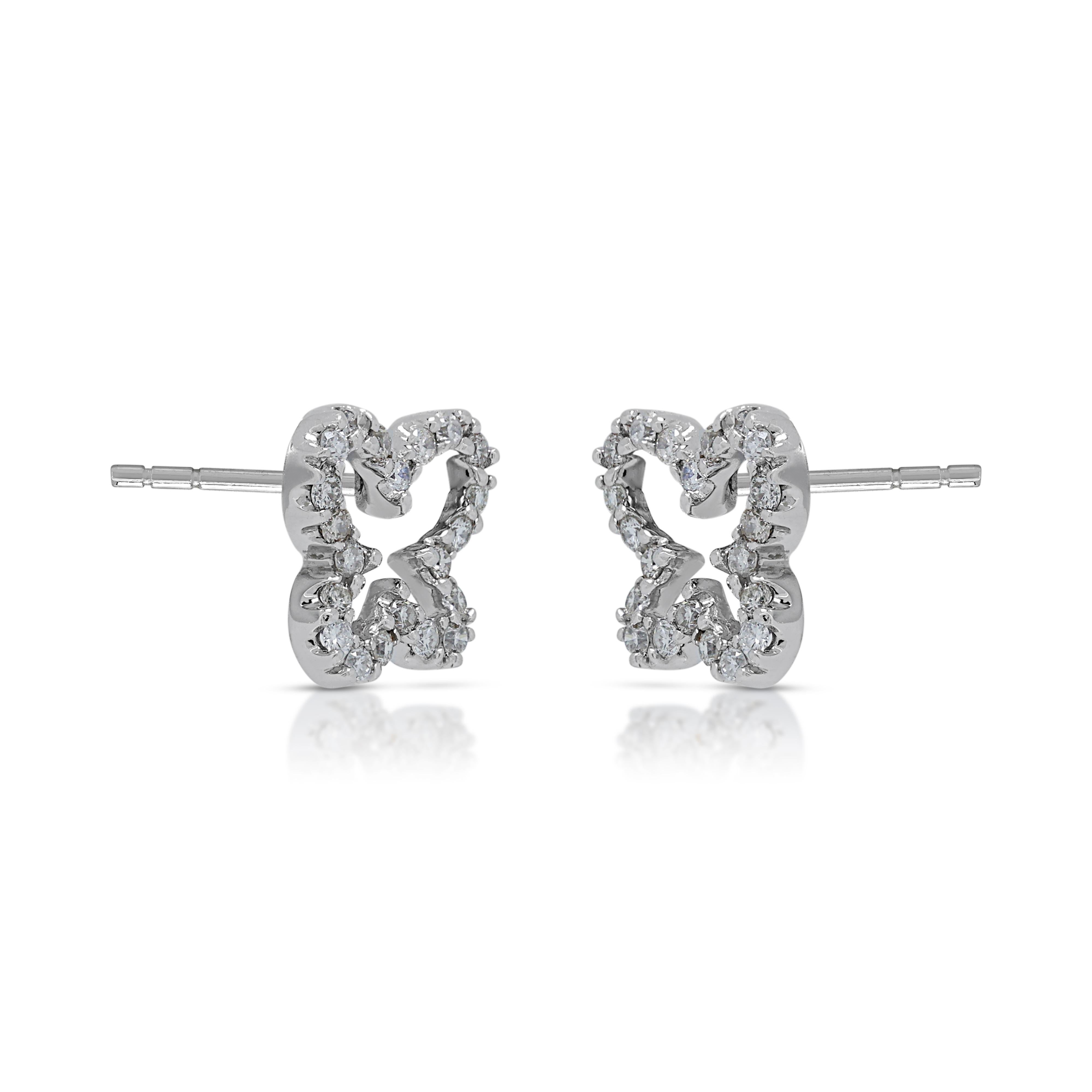 Round Cut Stunning 0.29ct Diamonds Stud Earrings in 18K White Gold