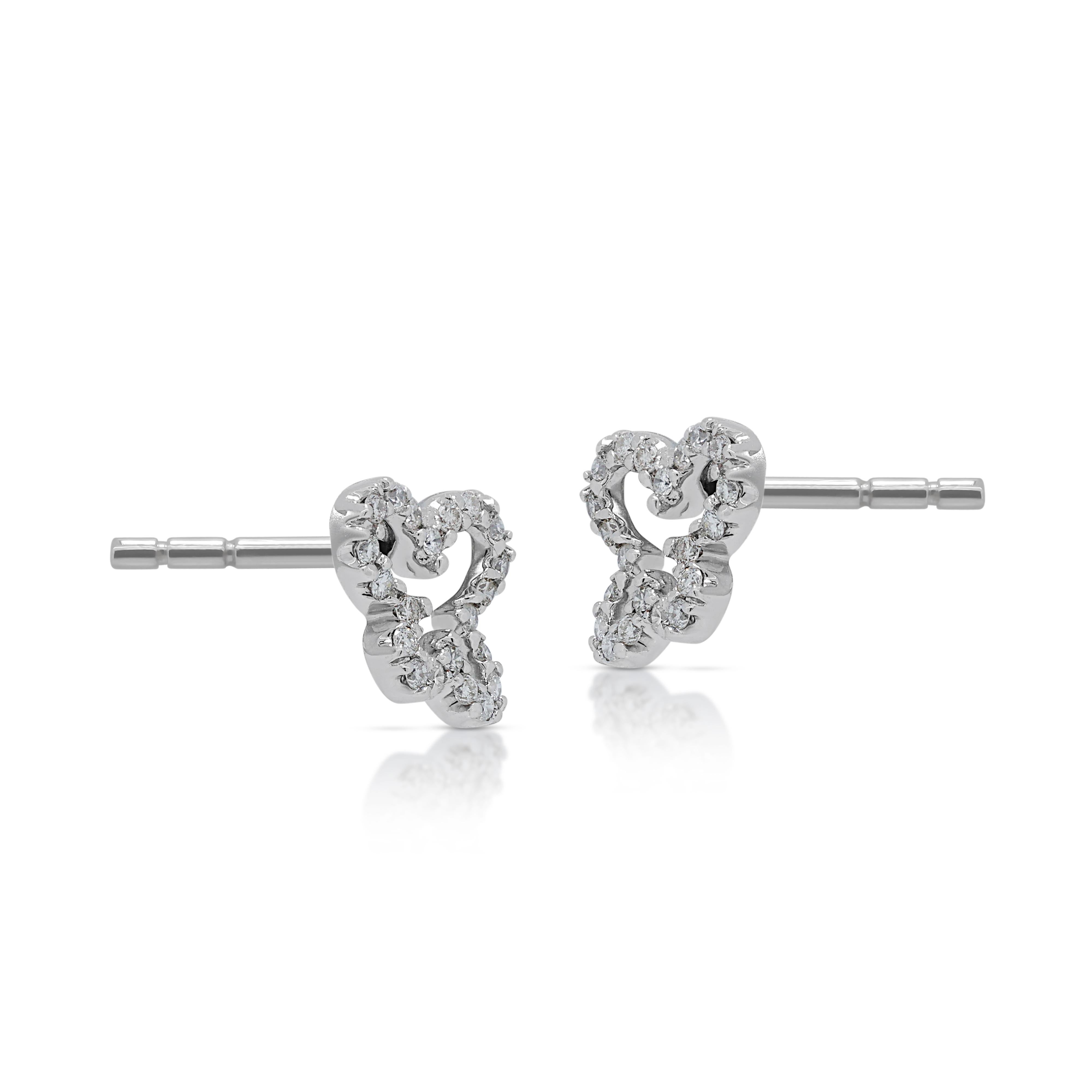 Stunning 0.29ct Diamonds Stud Earrings in 18K White Gold In Excellent Condition For Sale In רמת גן, IL