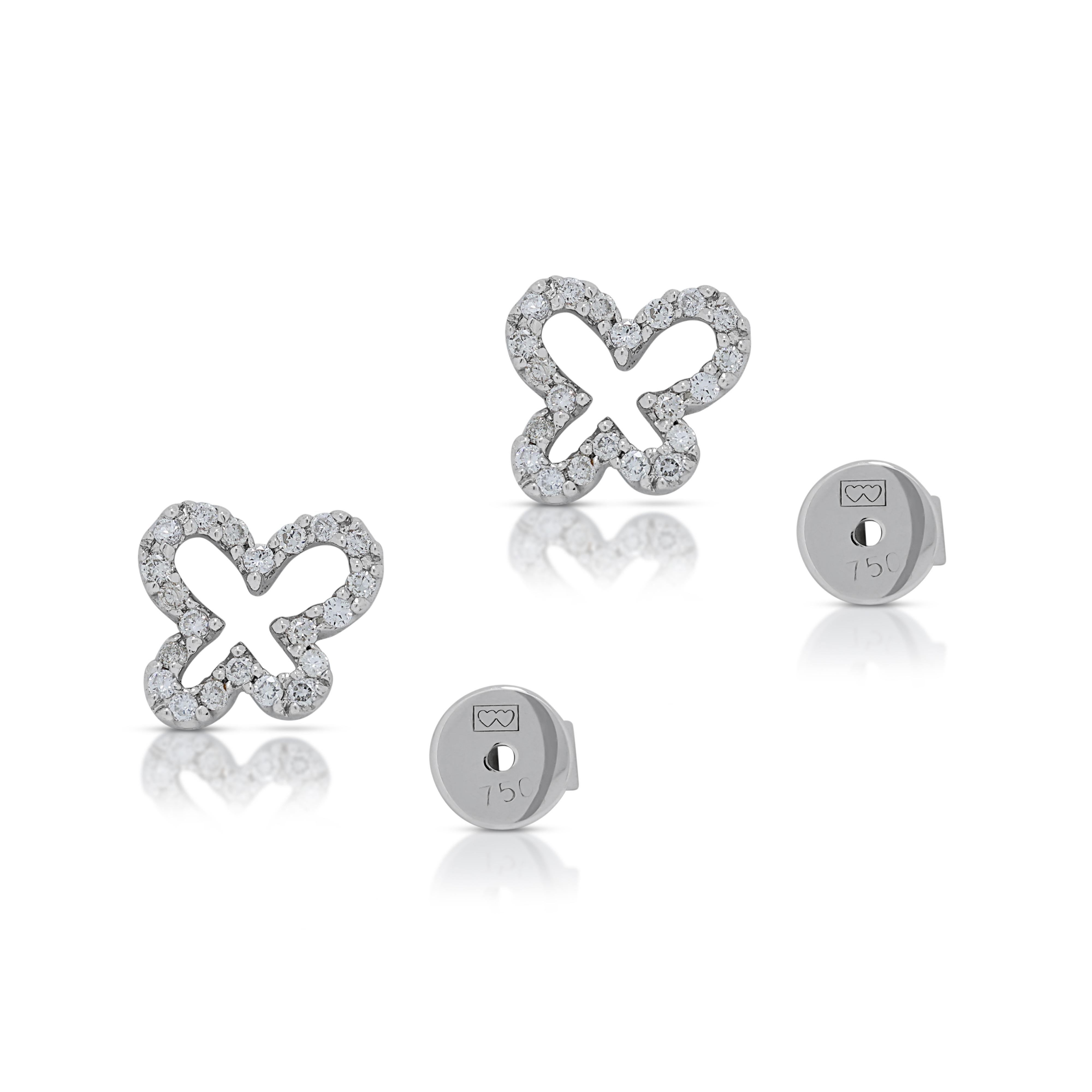 Stunning 0.29ct Diamonds Stud Earrings in 18K White Gold For Sale 2