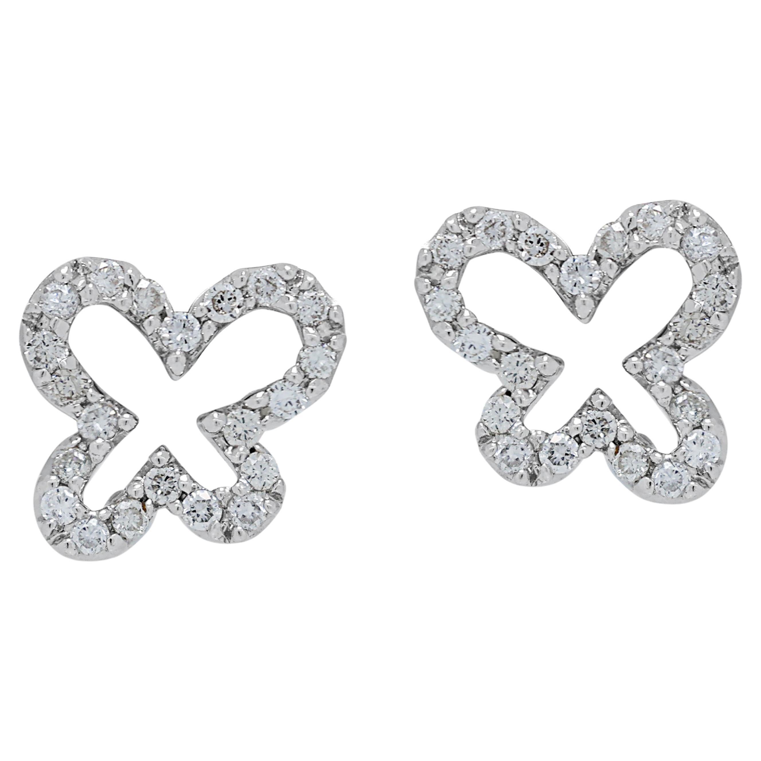 Stunning 0.29ct Diamonds Stud Earrings in 18K White Gold For Sale