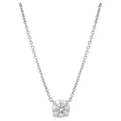 Stunning 0.30ct Diamond Solitaire Necklace in 14k White Gold - AIG Certified