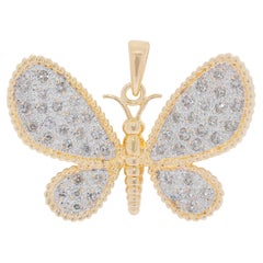Stunning 0.30ct Natural Diamond Butterfly Pendant in 14K Yellow Gold