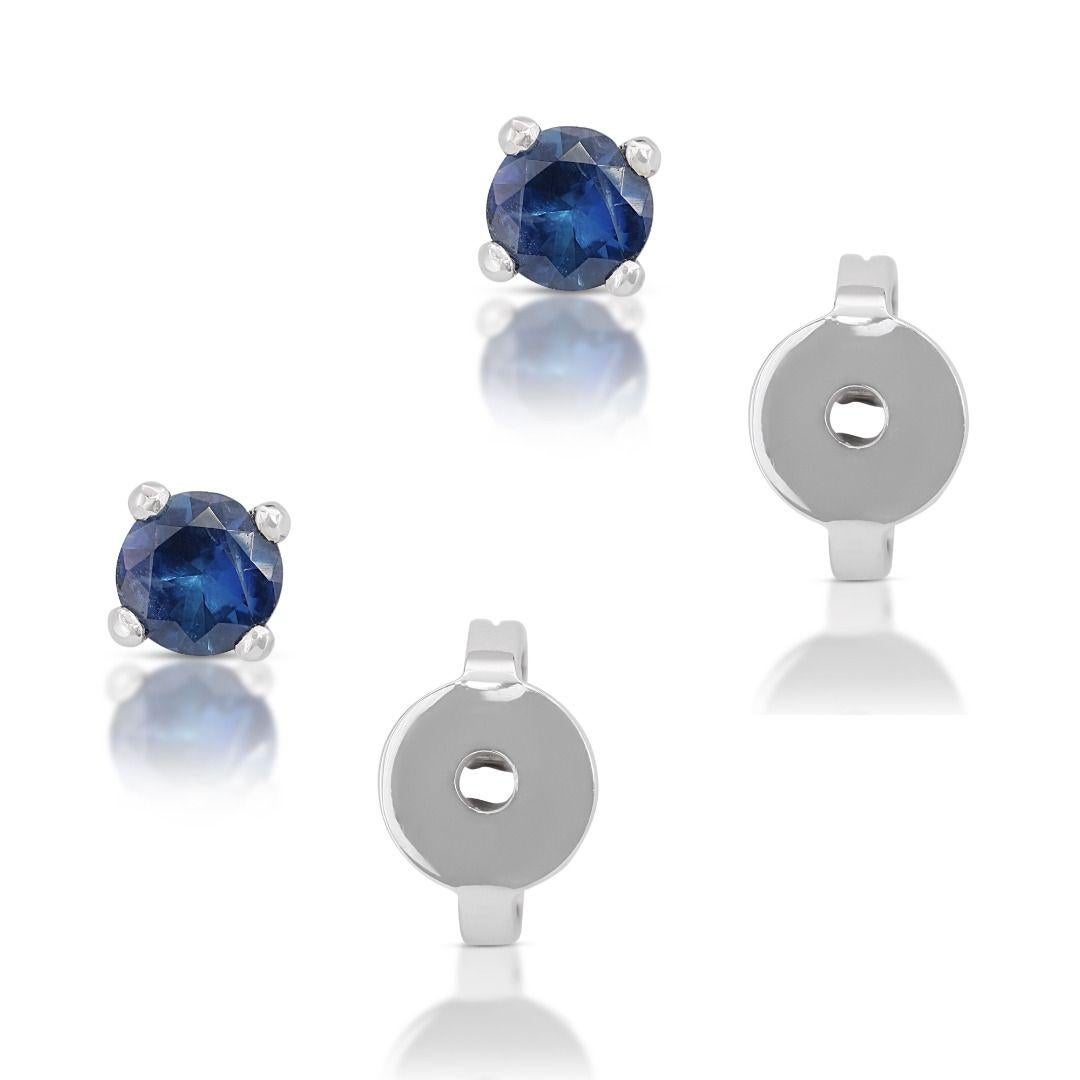 Women's Stunning 0.30ct Sapphire Stud Earrings set in 18K White Gold For Sale