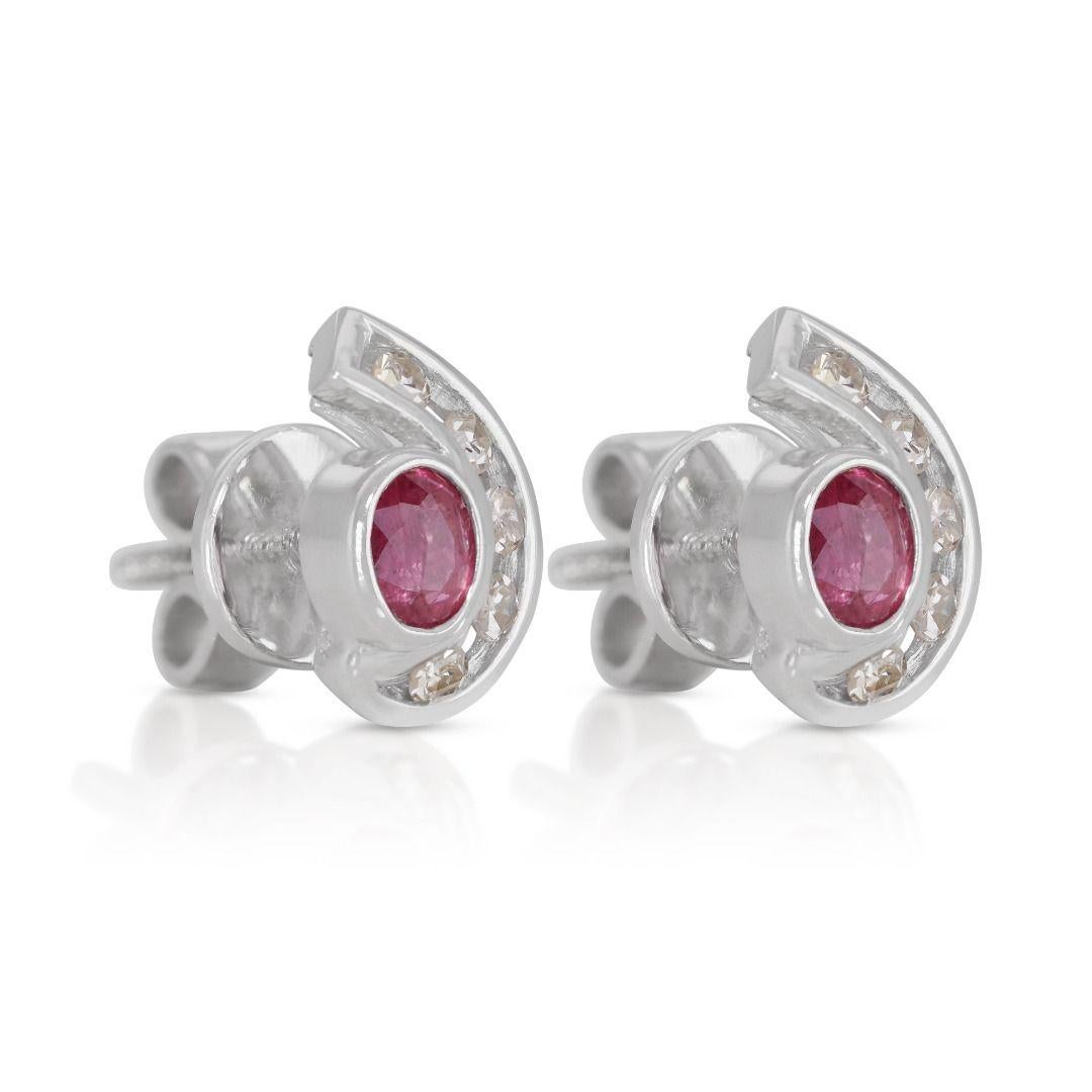 Round Cut Stunning 0.30ct Tourmaline Pave Earrings with Side Diamonds For Sale