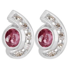 Stunning 0.30ct Tourmaline Pave Earrings with Side Diamonds