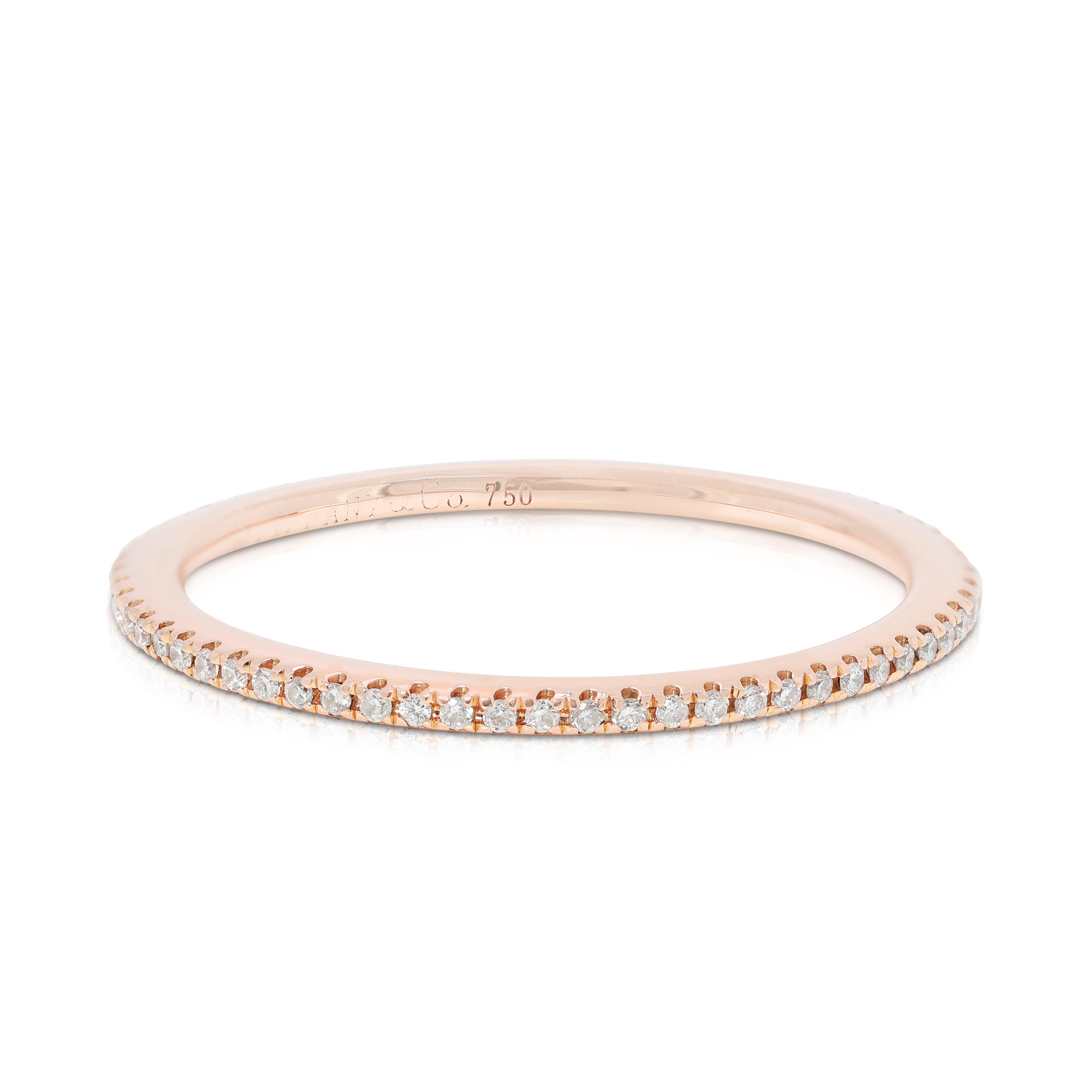 Atemberaubender 0,32ct runder Brillant-Diamant-Ewigkeitsring in 18K Rose Gold (Rundschliff) im Angebot