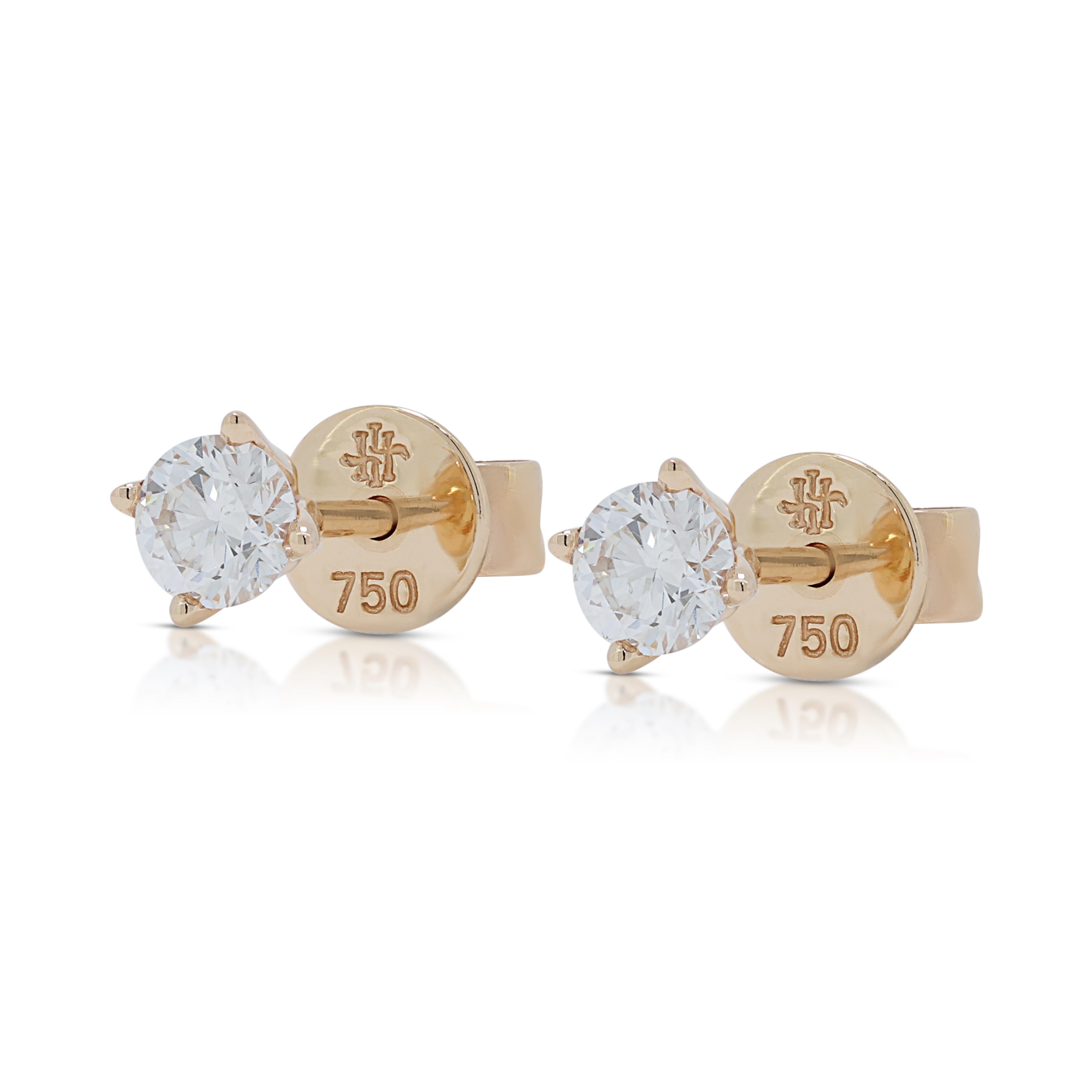 Stunning 0.34ct Diamond Stud Earrings in 18K Rose Gold  In Excellent Condition For Sale In רמת גן, IL