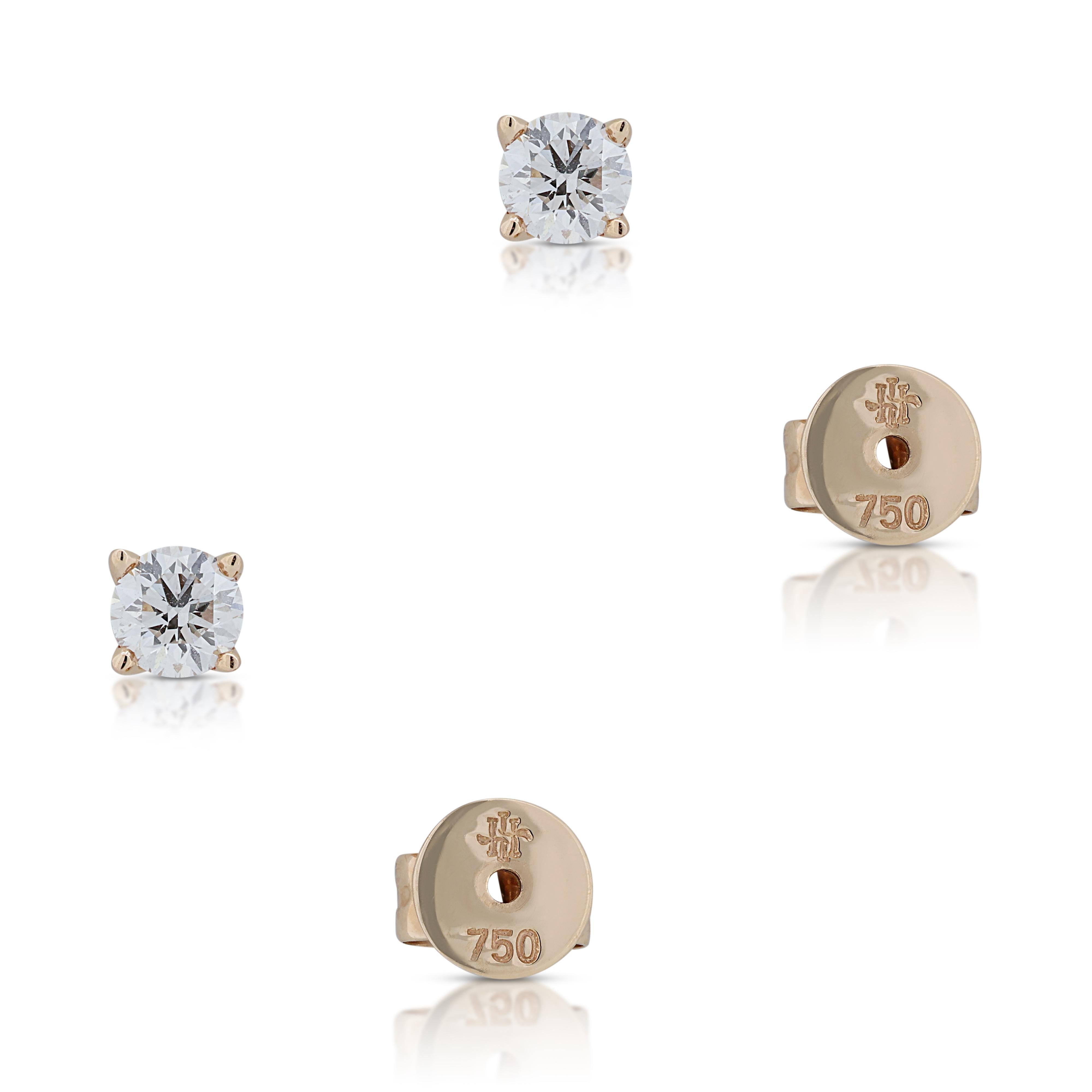 Women's Stunning 0.34ct Diamond Stud Earrings in 18K Rose Gold  For Sale