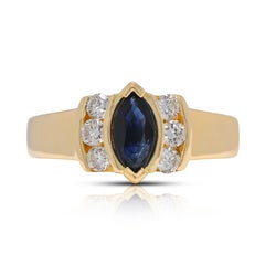 Superbe bague en or jaune 18K avec saphir et diamant naturel de 0,37ct